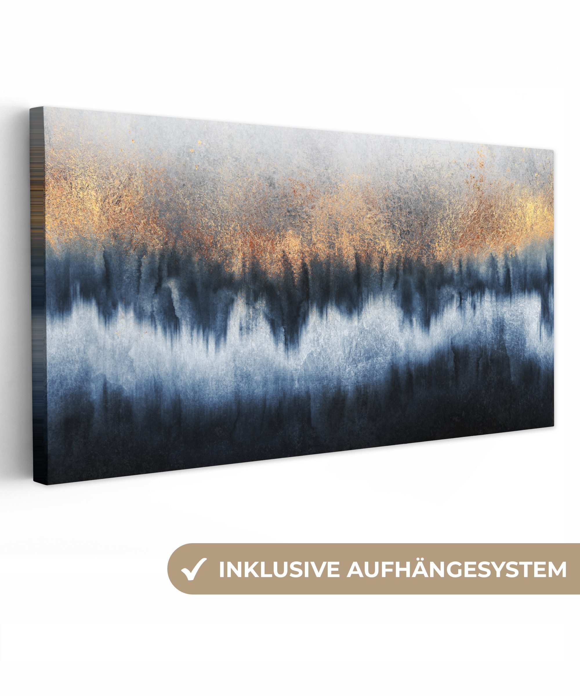 OneMillionCanvasses® Leinwandbild Panorama Abstrakt - Gold günstig online kaufen