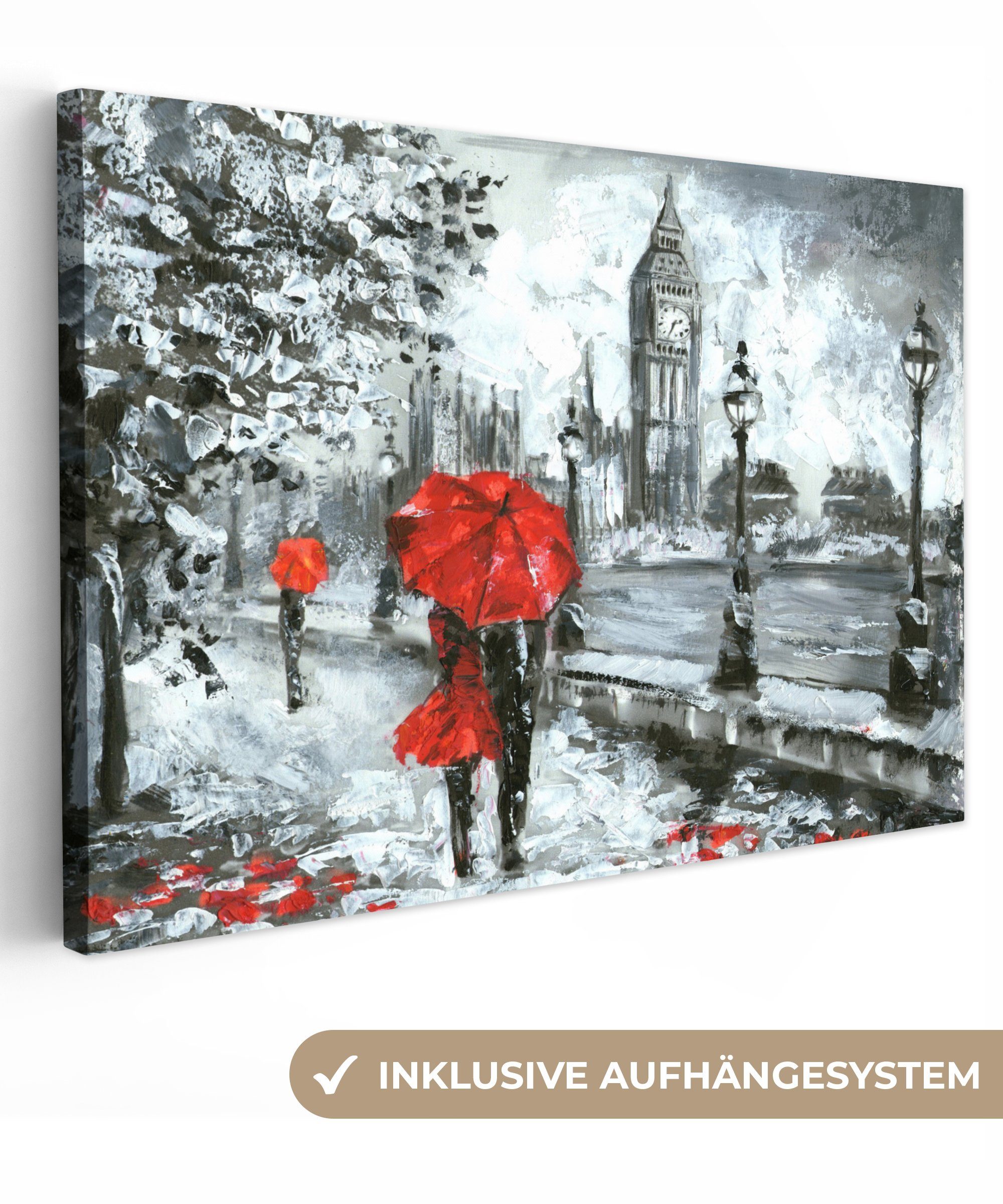 OneMillionCanvasses® Leinwandbild Kunstdrucke - Regenschirm - Öl, Fotodruck günstig online kaufen