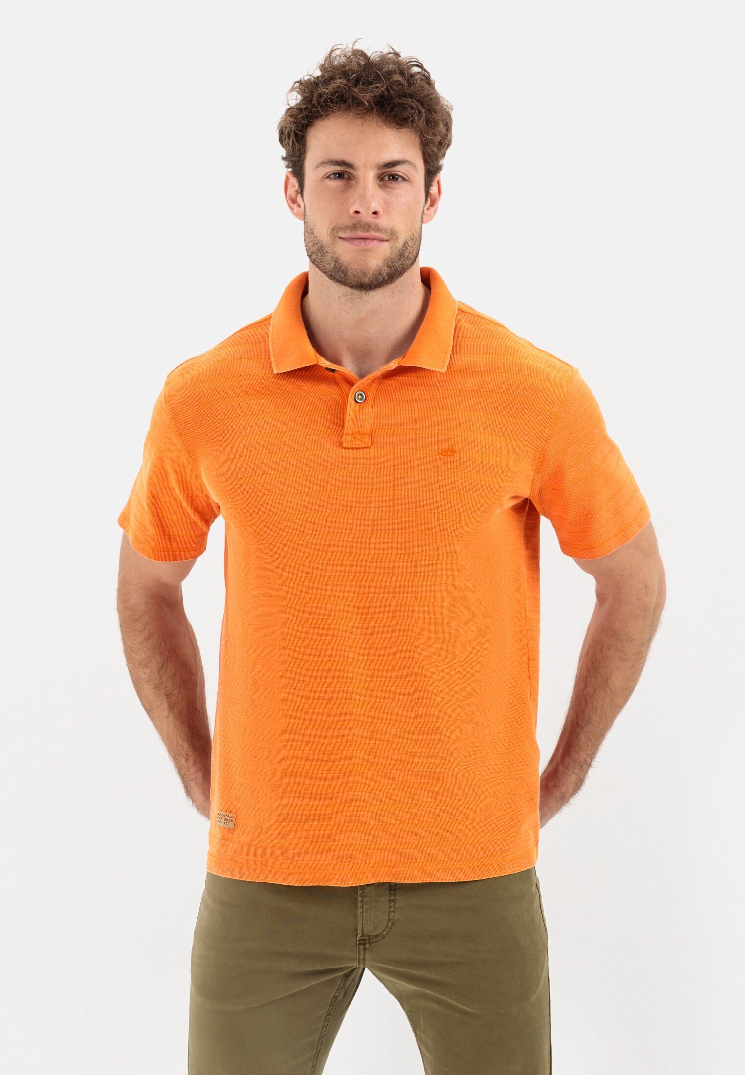 camel active Poloshirt im tonalen Streifenmuster Shirts_Poloshirt Orange