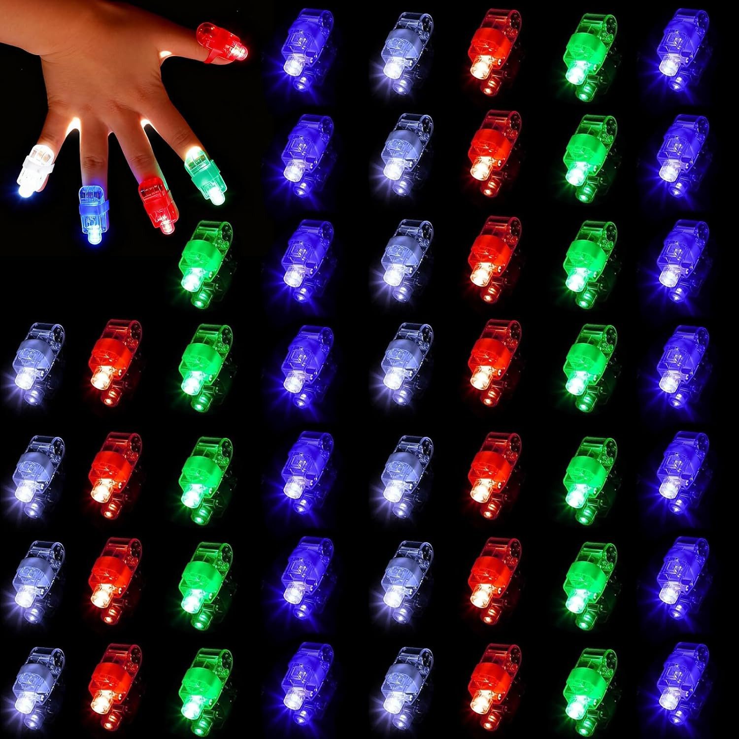 FELIXLEO LED-Leuchtmittel 48er Fingerlichter LED Mehrfarbig Party Gadgets Kinder Hochzeit, 1 St.