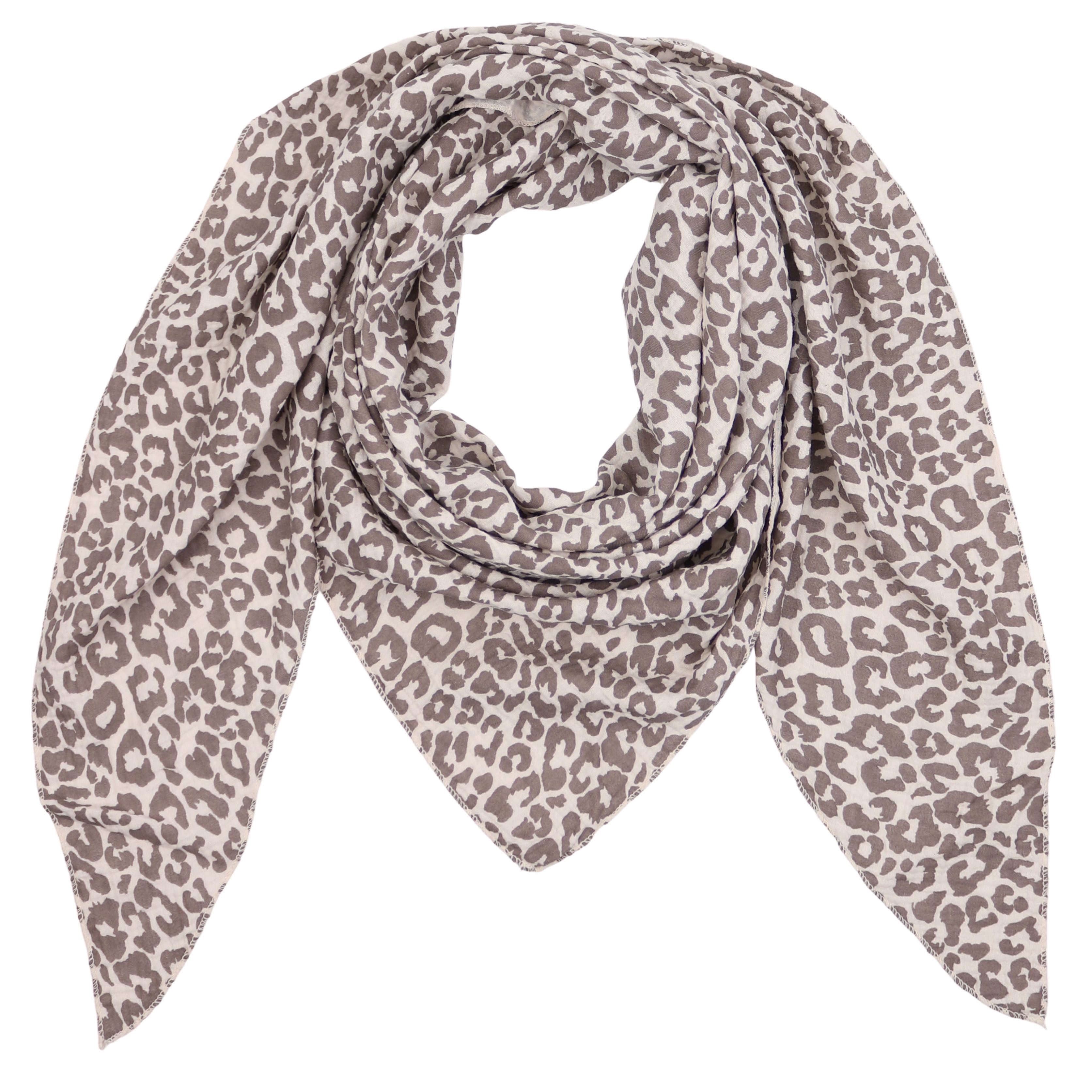 MIRROSI Dreieckstuch Aus Musellin Dreiecksschal ca.195x80 cm, Made in Italy, (leicht, ideal für das ganze Jahr, 100% Baumwolle), in tollen Farben (Leo Muster)