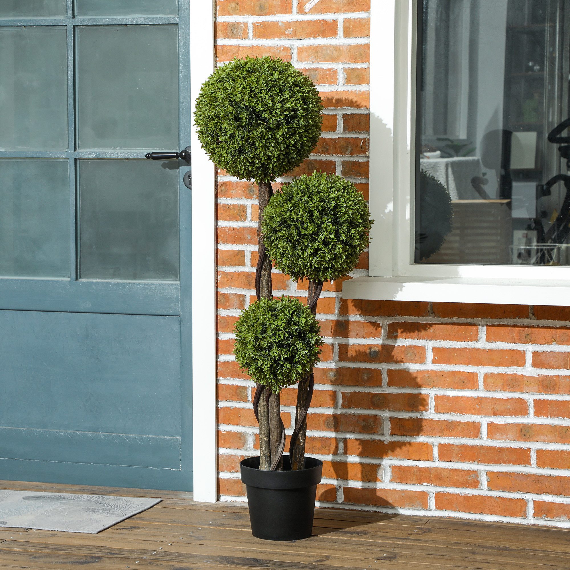 Kunstpflanze Künstlicher Buchsbaum, 115 cm Zimmerpflanze, Dekopflanze, Blossom, Dekorative Pflanzen für Zuhause, Büro, Flur, Garten, Grün