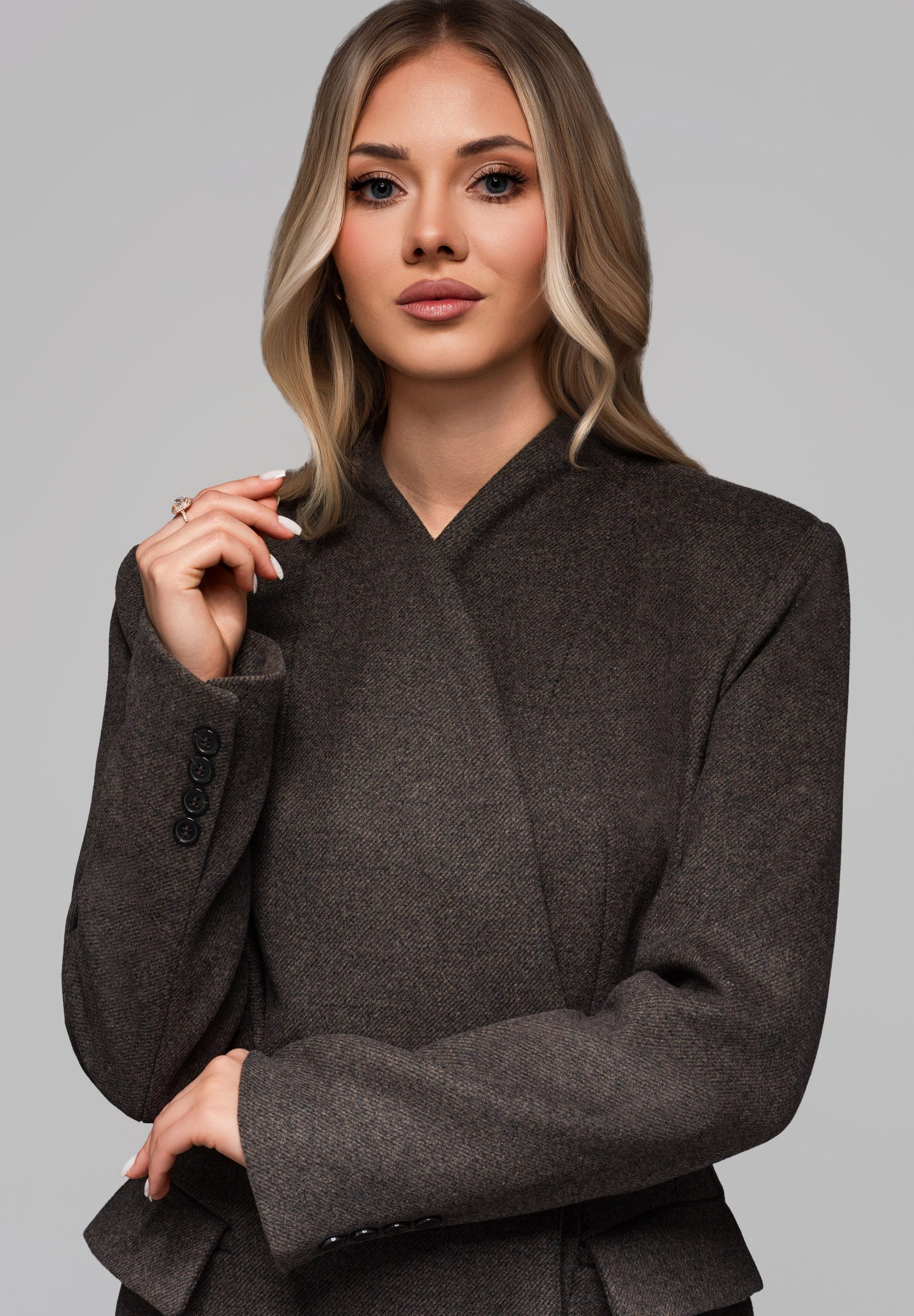 OMBRE Wintermantel Eleganter Damenmantel Langer Damenmantel in modernem Cof günstig online kaufen