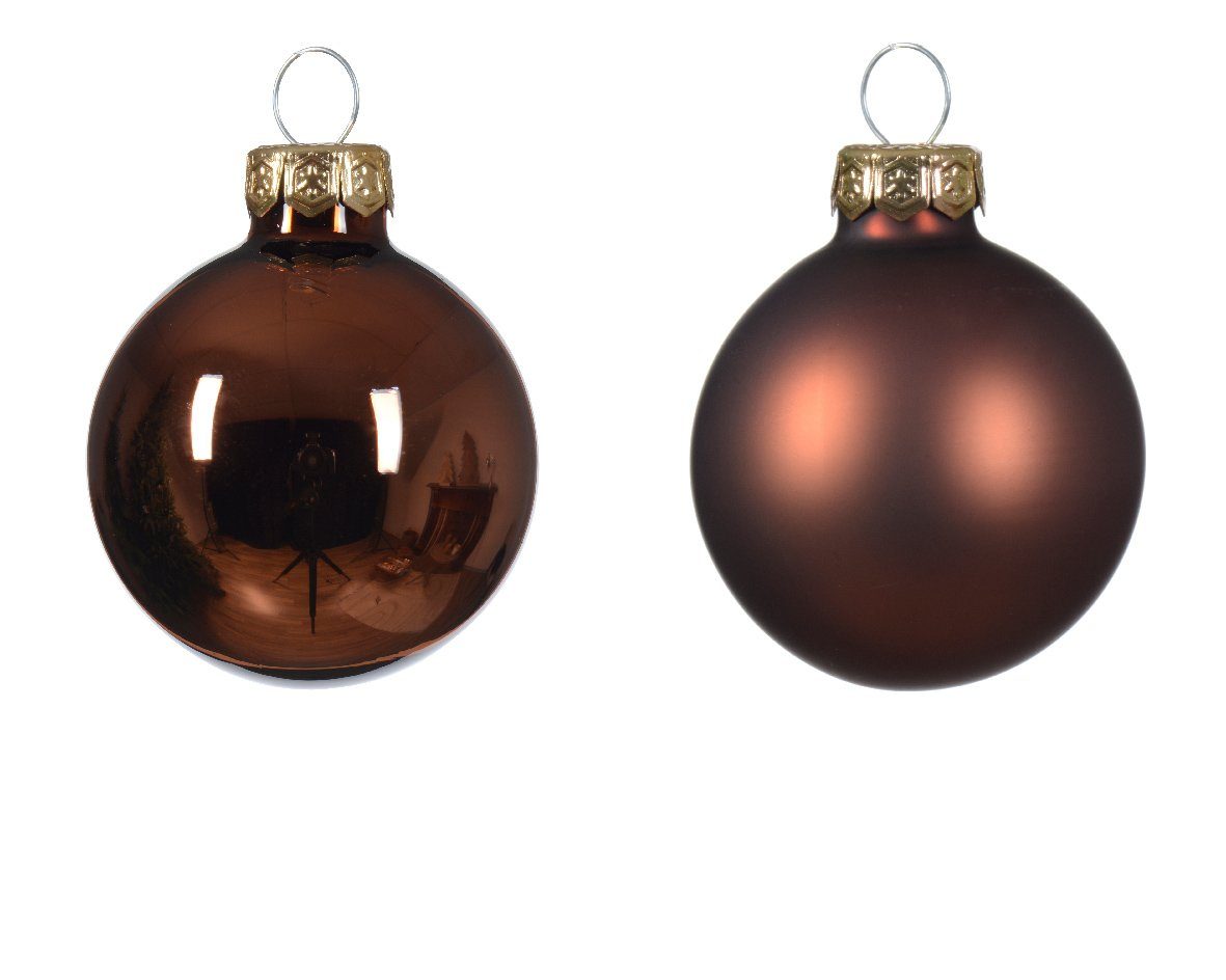 Kaemingk Weihnachtsbaumkugel, Weihnachtskugeln Glas 4cm 18 Stück - Espressobraun