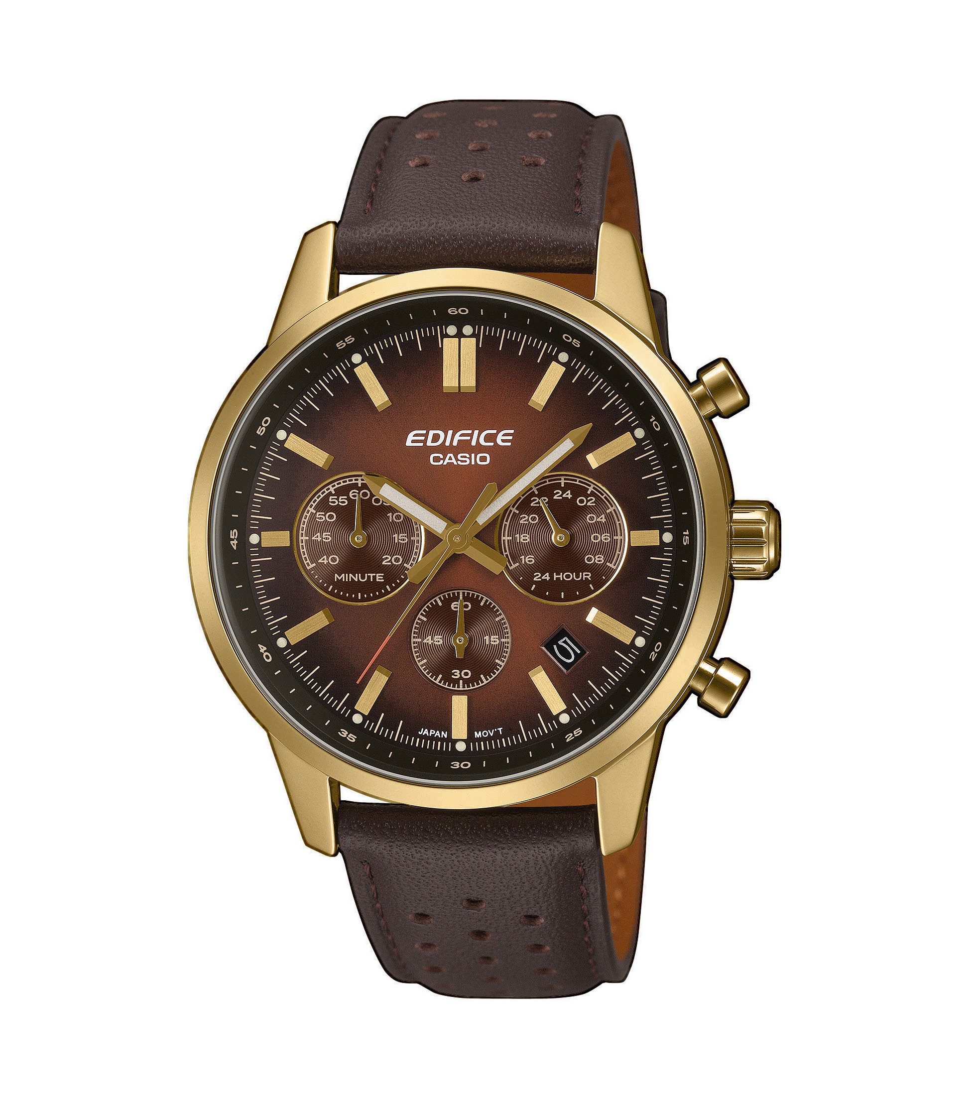CASIO EDIFICE EFR-575CL-5AEF, Quarzuhr, Armbanduhr, Herrenuhr, Lederarmband, analog, Tag