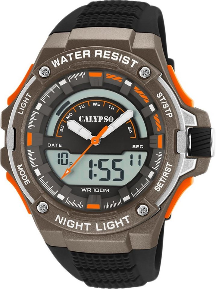 CALYPSO WATCHES Digitaluhr Calypso Herren Uhr K5768/2 Kunststoffband,  Herren Armbanduhr rund, Kunststoff, PUarmband schwarz, Sport