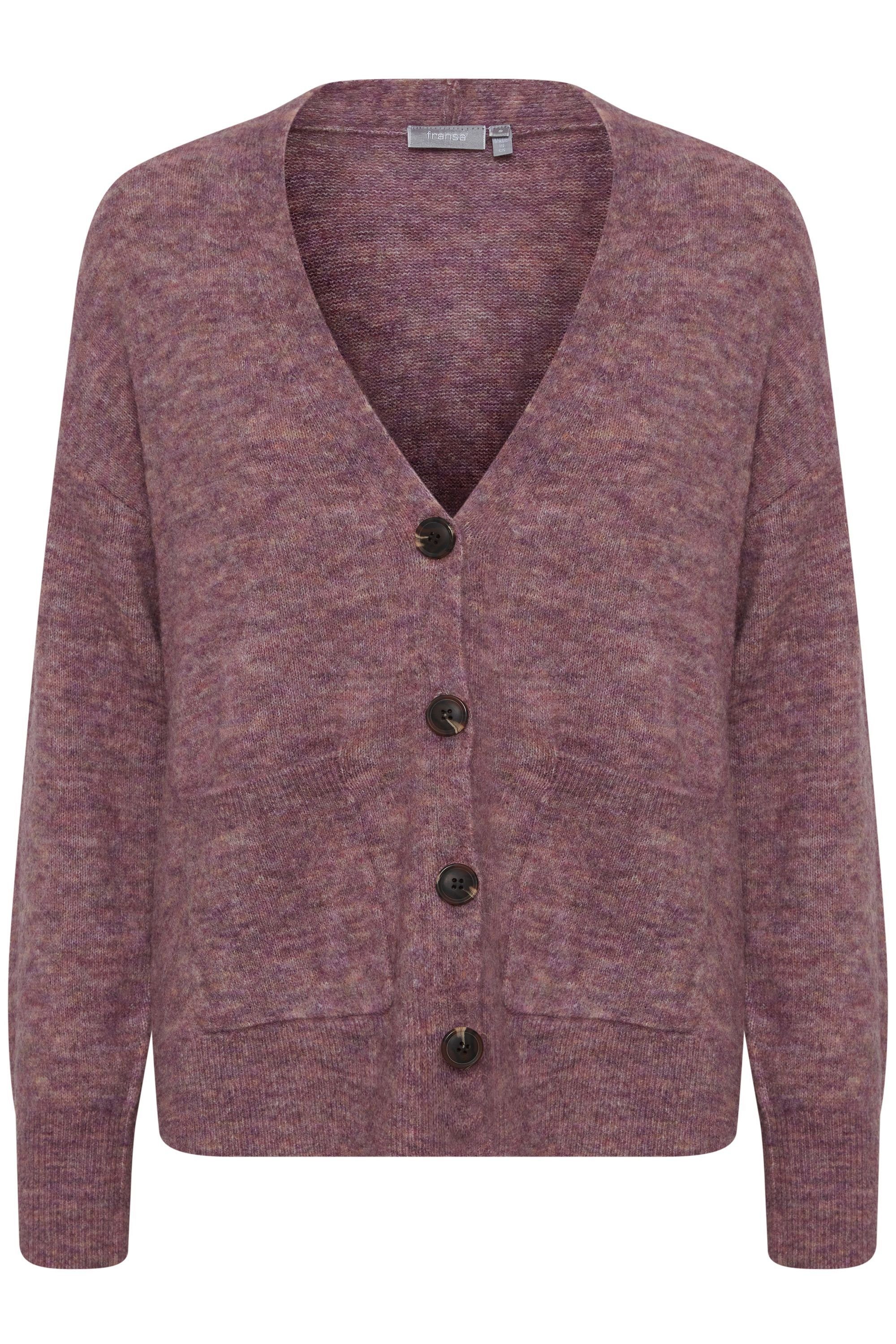 Strickjacke fransa 20610192 Shake Fransa - Melange Cardigan Grape 2 FREMDEBBI