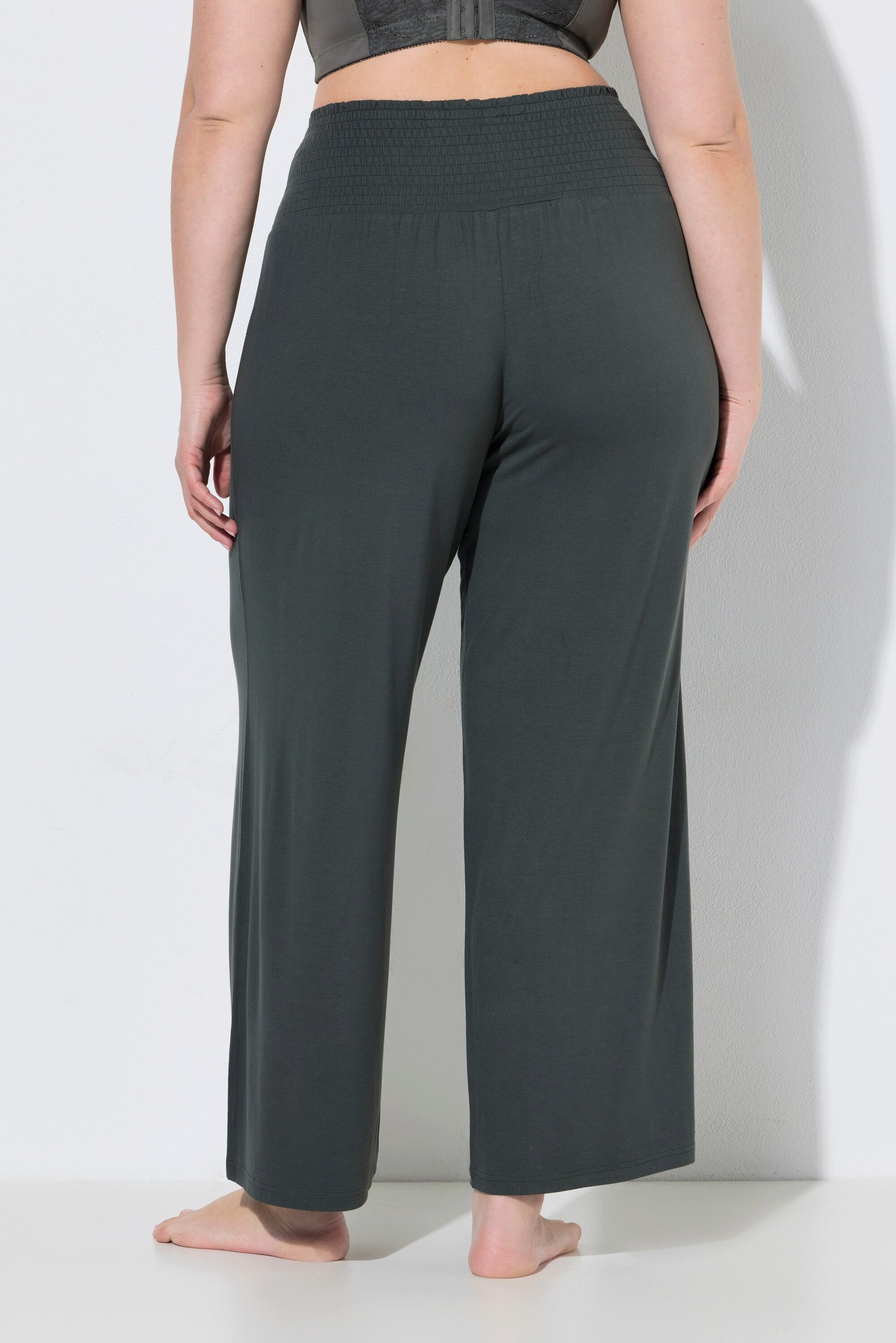 Ulla Popken Schlupfhose Marlenehose weites Bein Jersey breiter Elastikbund