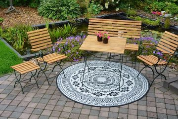 Outdoorteppich, esschert design, Runder Gartenteppich für Terrasse, wasserfest