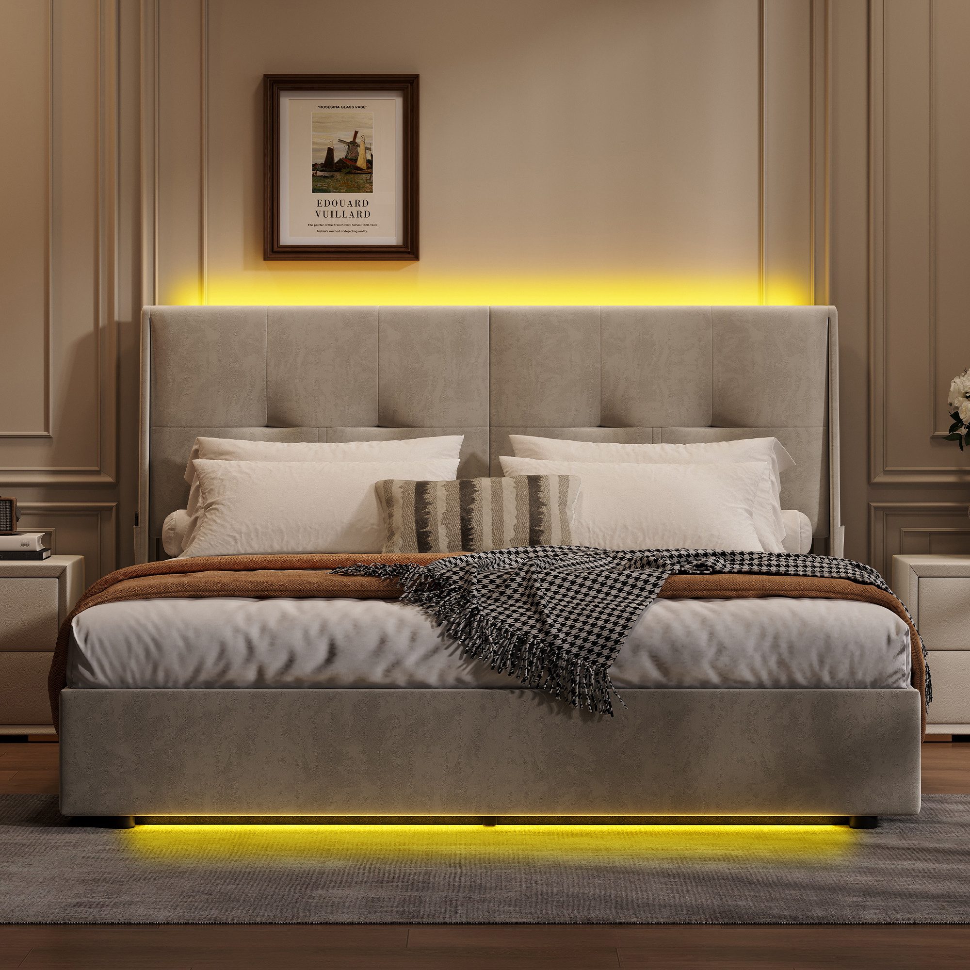 PXloue Stauraumbett Polsterbett mit Stauraum (Hochklappbares Bett 160x200 c günstig online kaufen