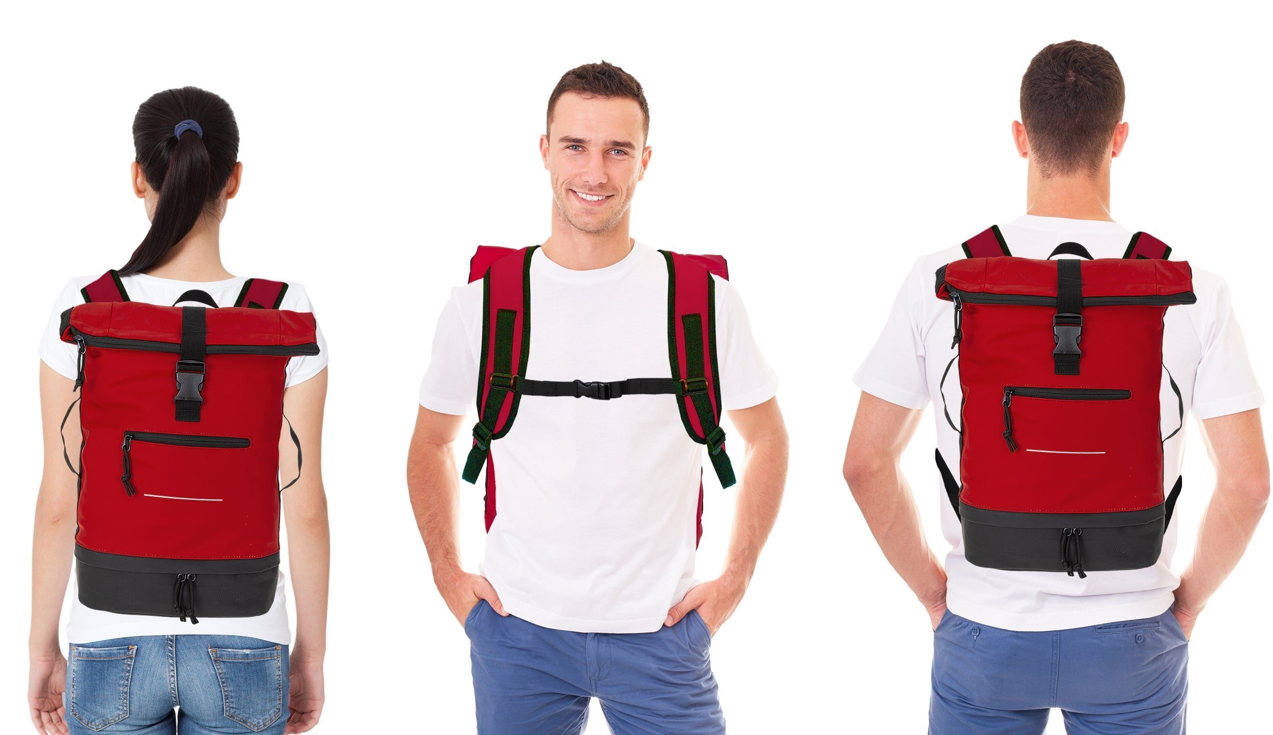 ELEPHANT Freizeitrucksack Time Bag aus Plane mit Bodenfach, Rucksack Laptoprucksack Daypack wasserabweisend + Trinkflasche