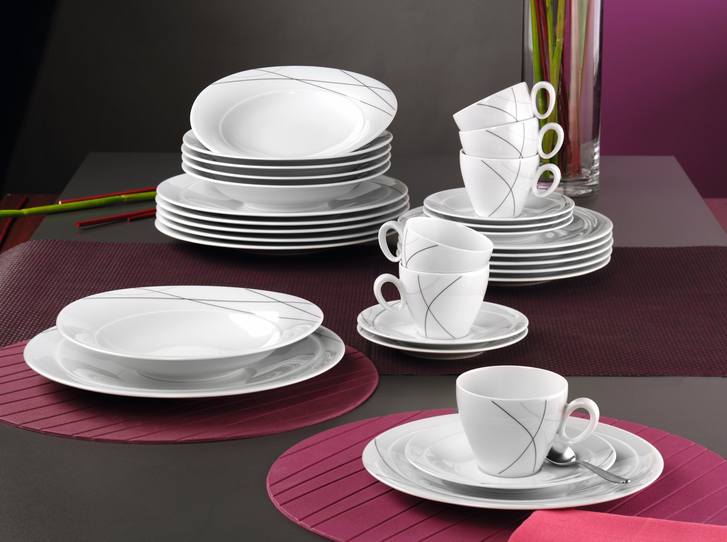 Seltmann Weiden Geschirr-Set Milchkännchen 6 Personen Trio Highline 71381 von Seltmann Weiden, Porzellan