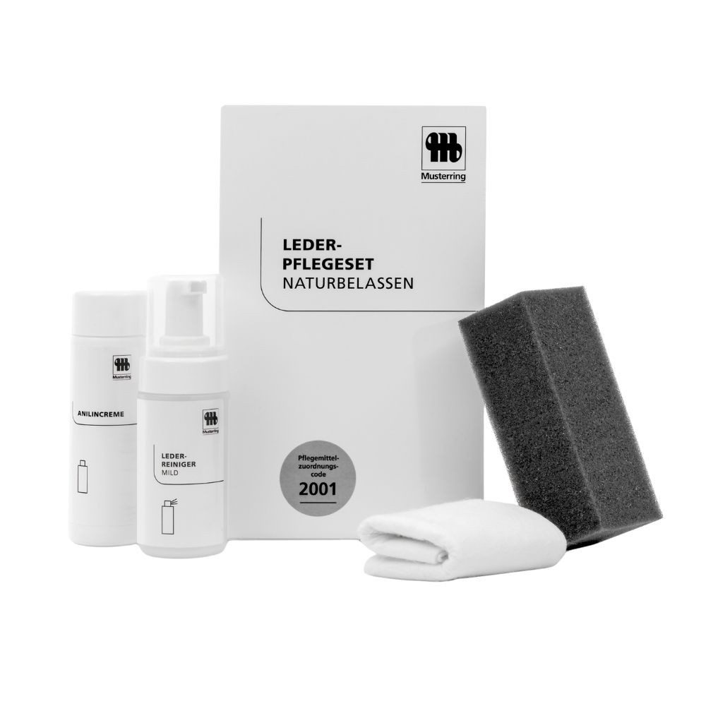 Musterring 2001 naturbelassenes Glattleder Lederpflegeset (4-tlg), inkl. 125ml Lederreiniger & 150ml Pflegecreme, für Ledersofas, Sessel