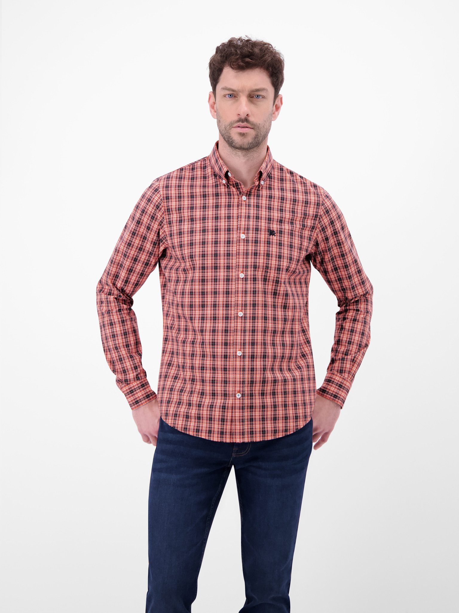 LERROS Langarmhemd kariert, mit Knopfleiste