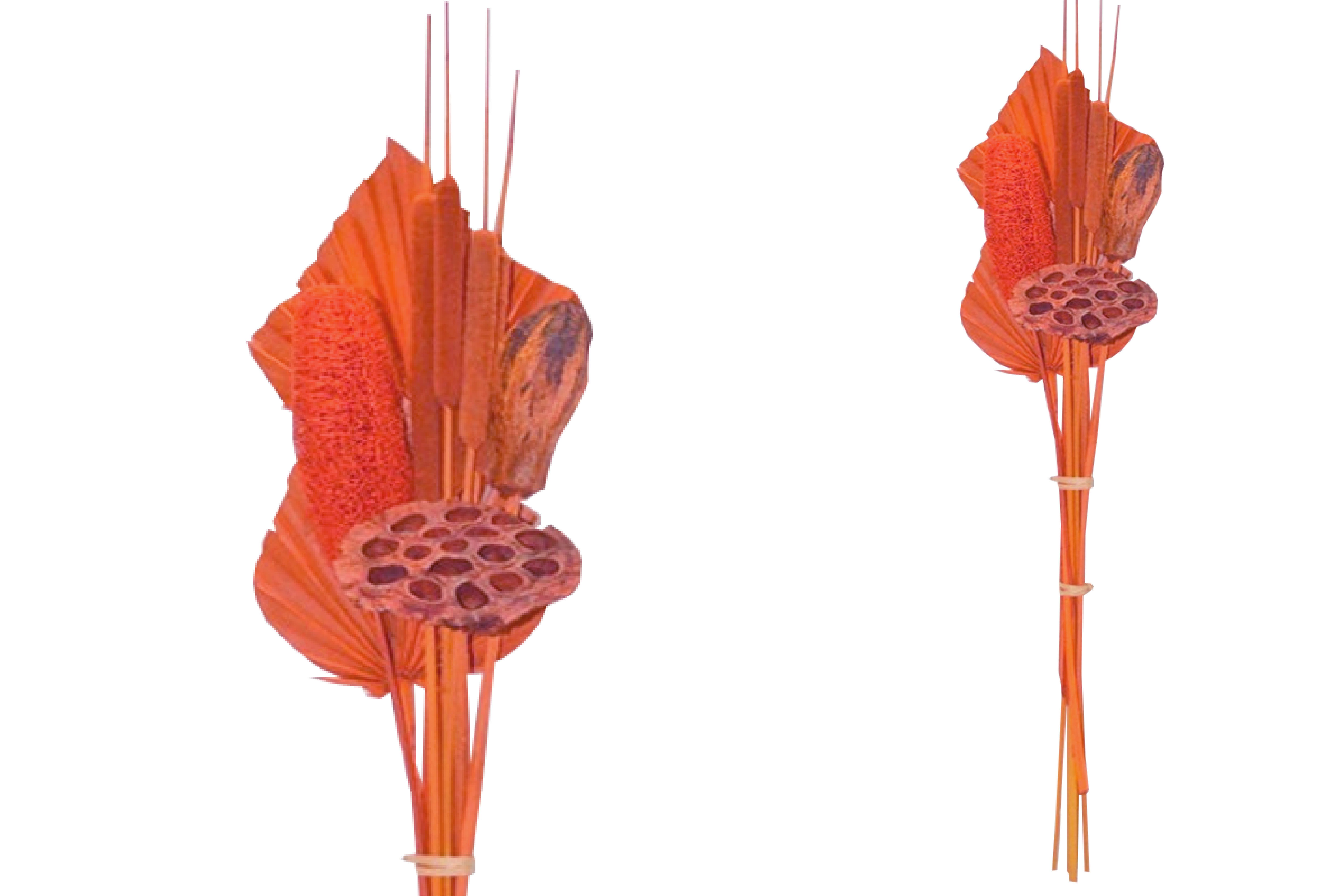 Trockenblume Grabstrauß BOHO Style Little Palm orange 64cm Exoten Grabdeko, finehomegarden, Höhe 64 cm, Grabgestecke Всеheiligen Totensontag Trockenstrauß