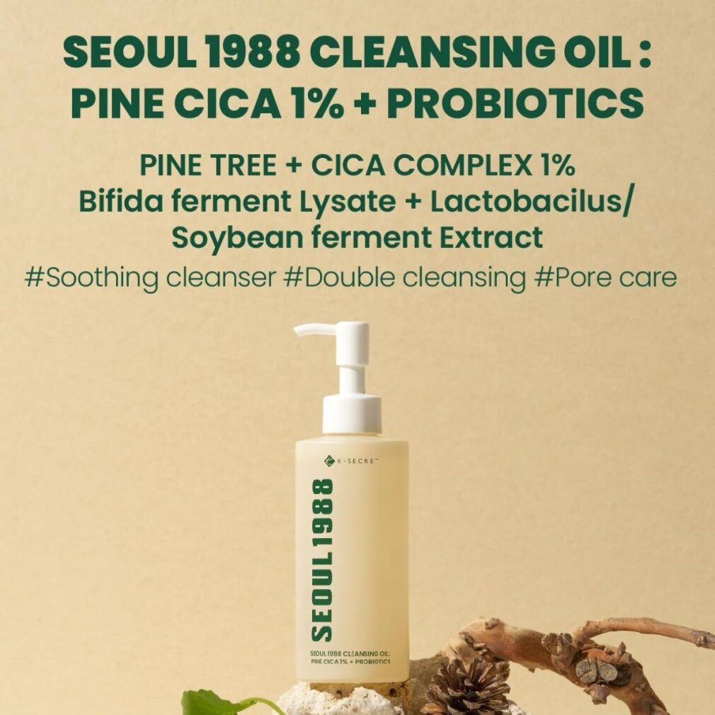 K-Secret Gesichts-Reinigungsfluid SEOUL 1988 Reinigungsöl: Pine Cica 1% + Probiotika, 200 ml