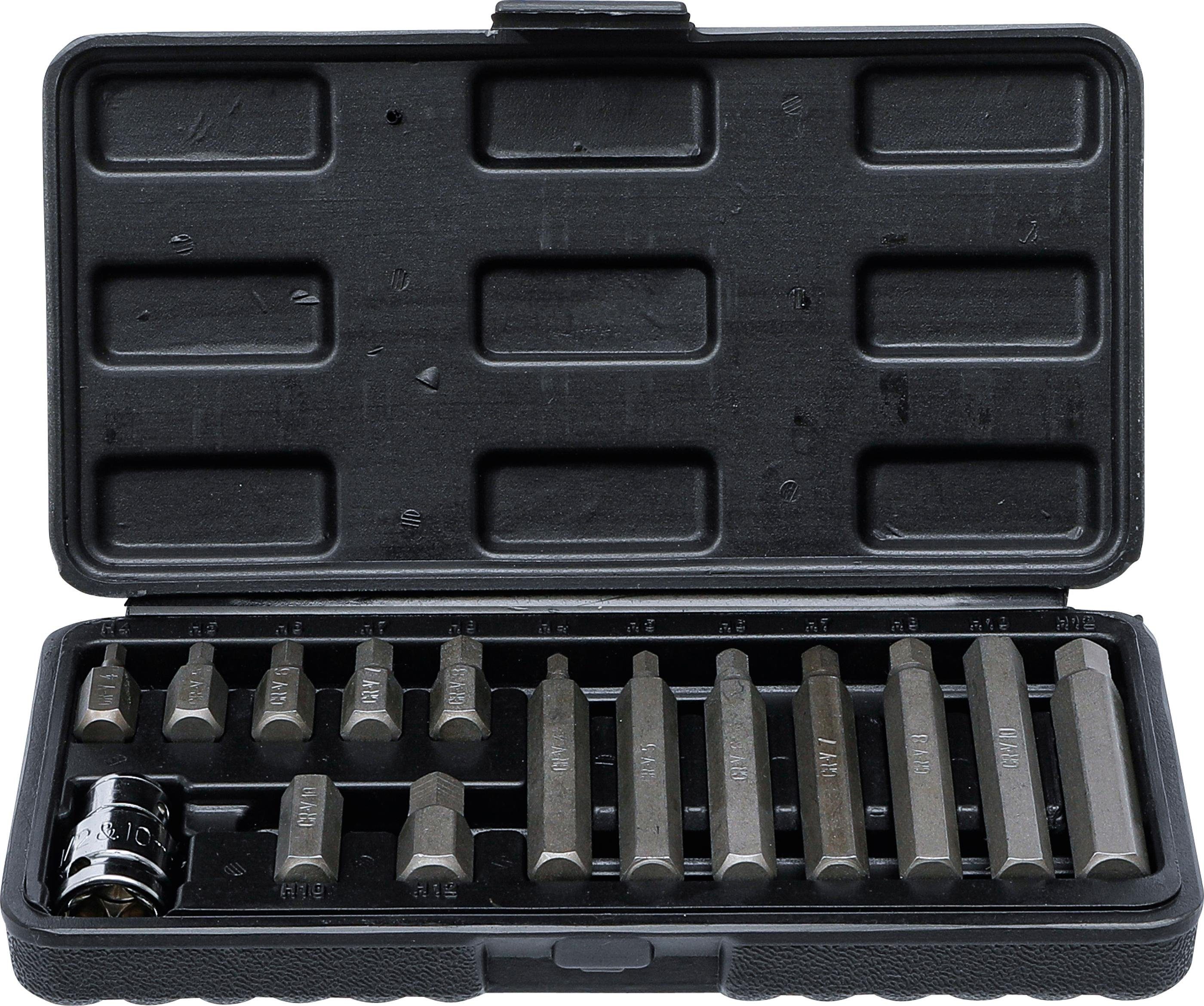 BGS technic Bit-Set Bit-Satz, Antrieb Außensechskant 10 mm (3/8), Innensechskant 15-tlg.