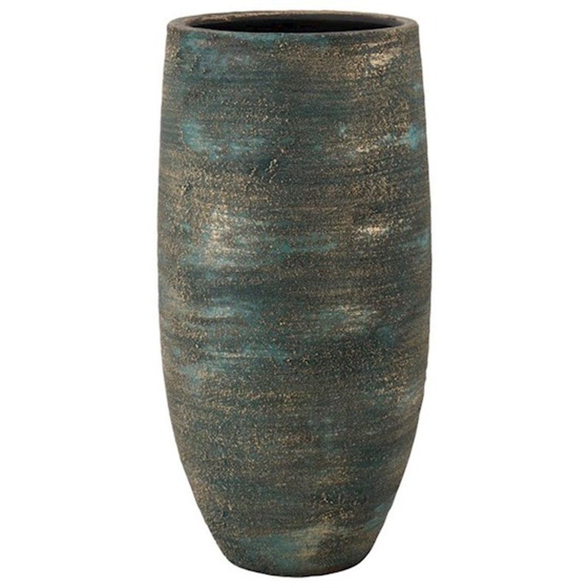 INNA-Glas Tischvase Keramik Blumenvase, Farbverlauf, blau-Gold, 45 cm, Ø 20 cm