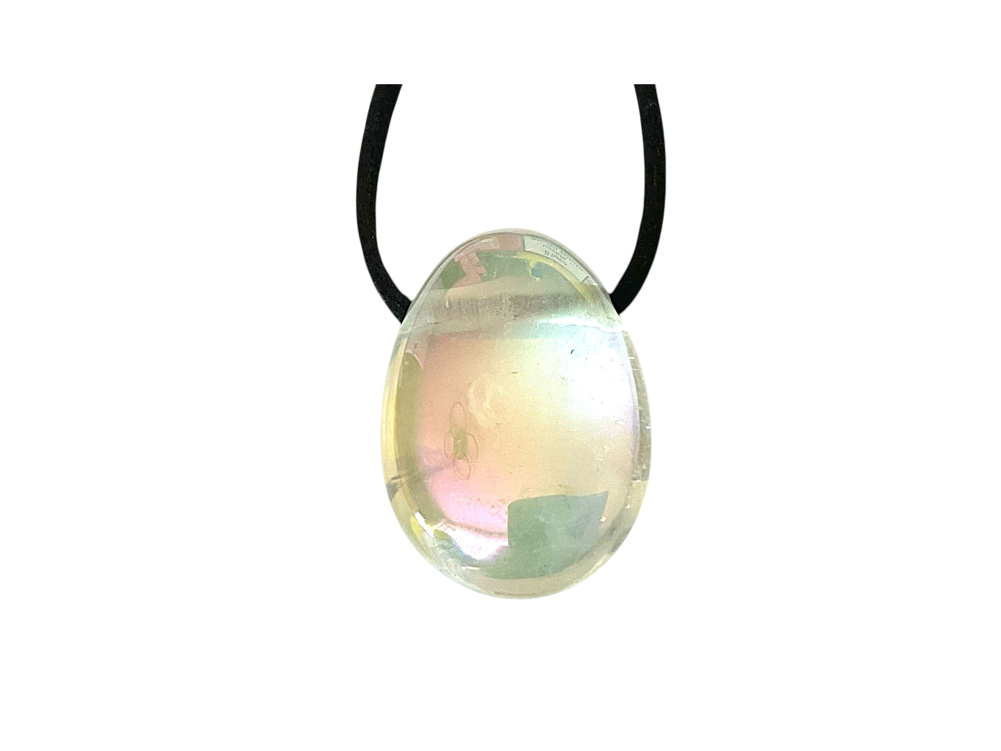 Steinfixx® Edelstein Anhänger aus echtem Angel Aura, Tropfenanhänger, (absoluter Blickfang I Aura-Veredelung, 1-St., incl. Lederband und Geschenkverpackung), AA – Bild 4 von 5