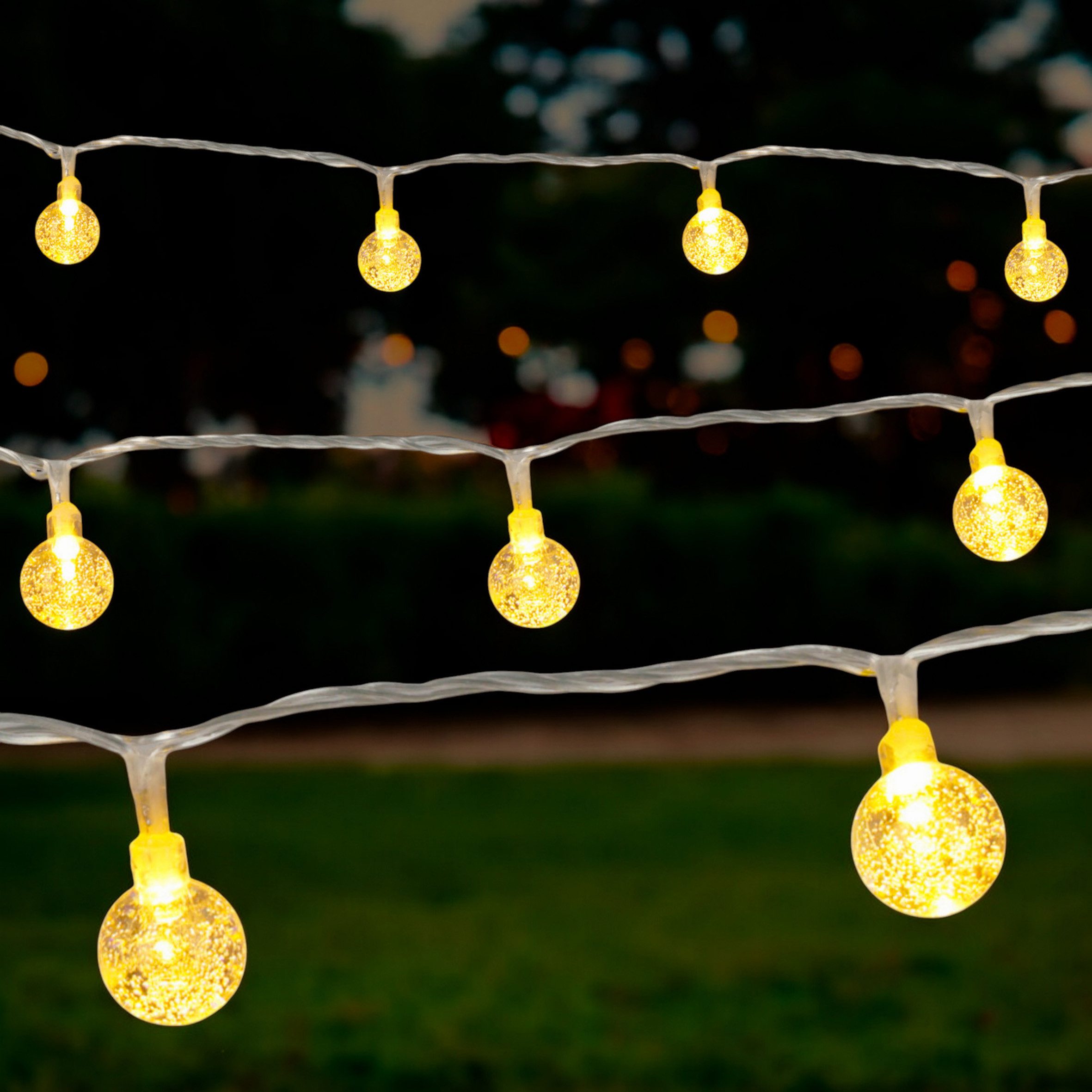 LED-Lichterkette mit 50 mini Kristall Kugeln für Außen - 490 cm