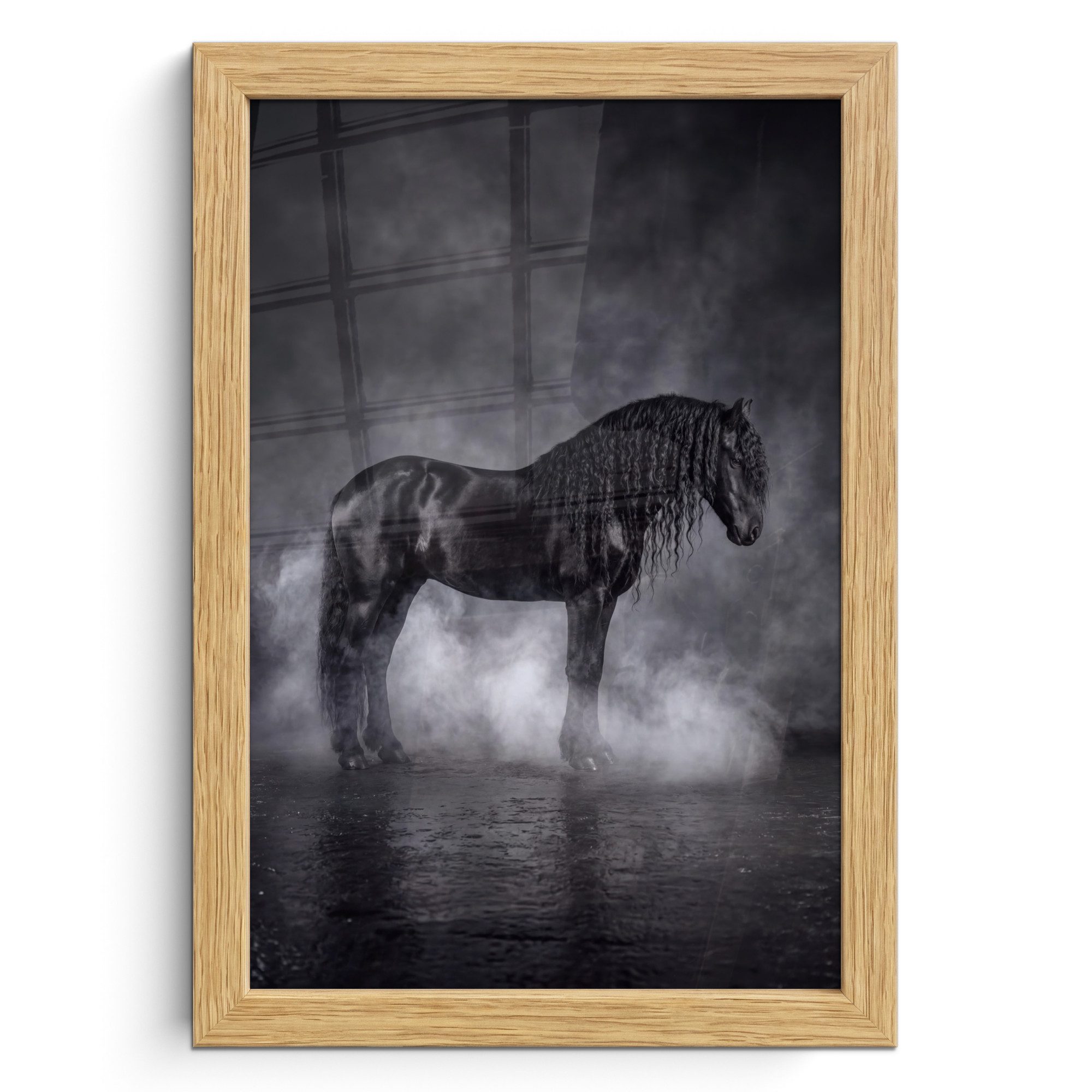MuchoWow Poster Pferd - Magie - Schwarz, (1 St), Bilderrahmen, Zimmer Deko, Bild für Wohnzimmer, 20x30 cm