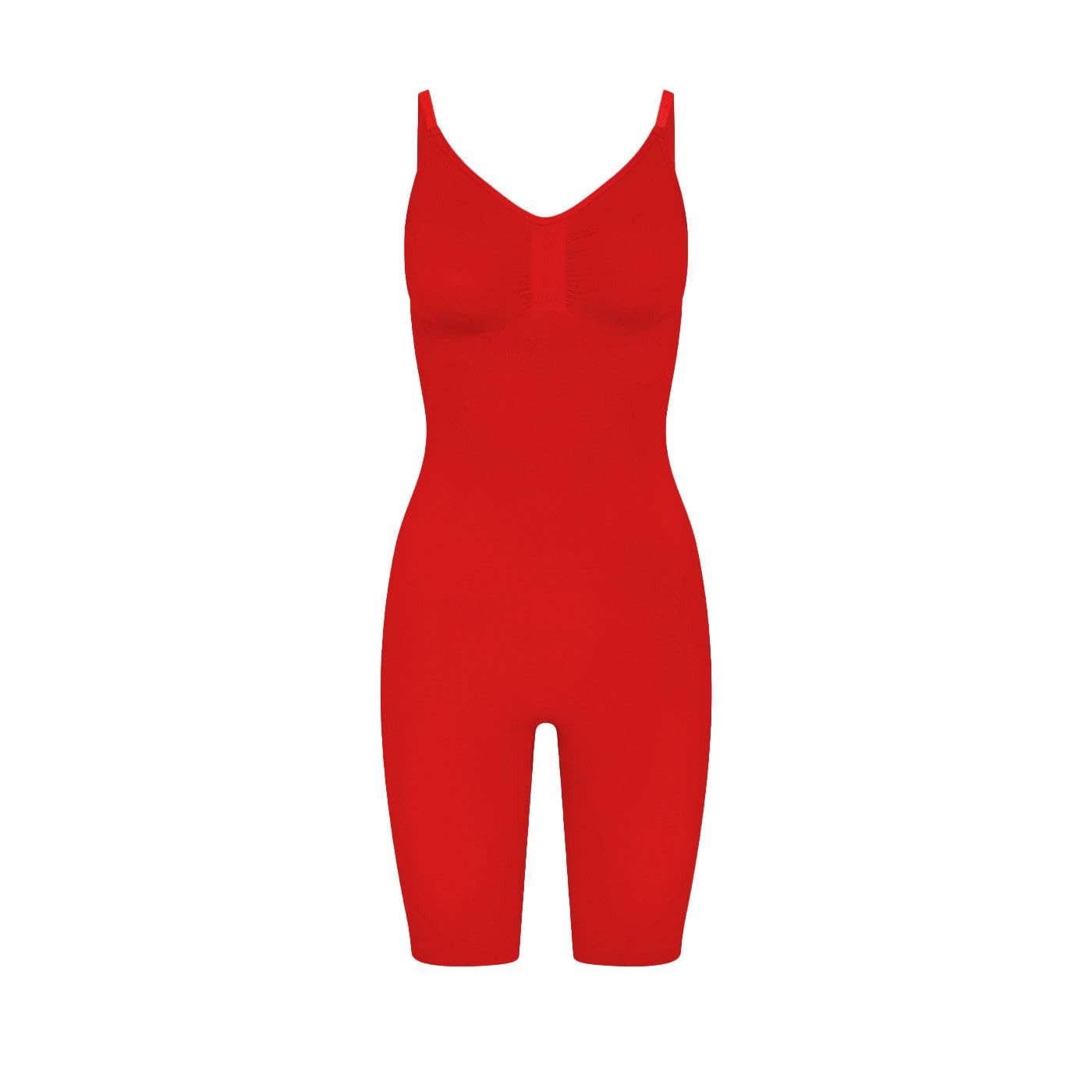 cfab by creamy fabrics Miederbody Bodysuit Sculpting Shapewear mit Shorts-Fire Red-L (1-tlg) Figurformend