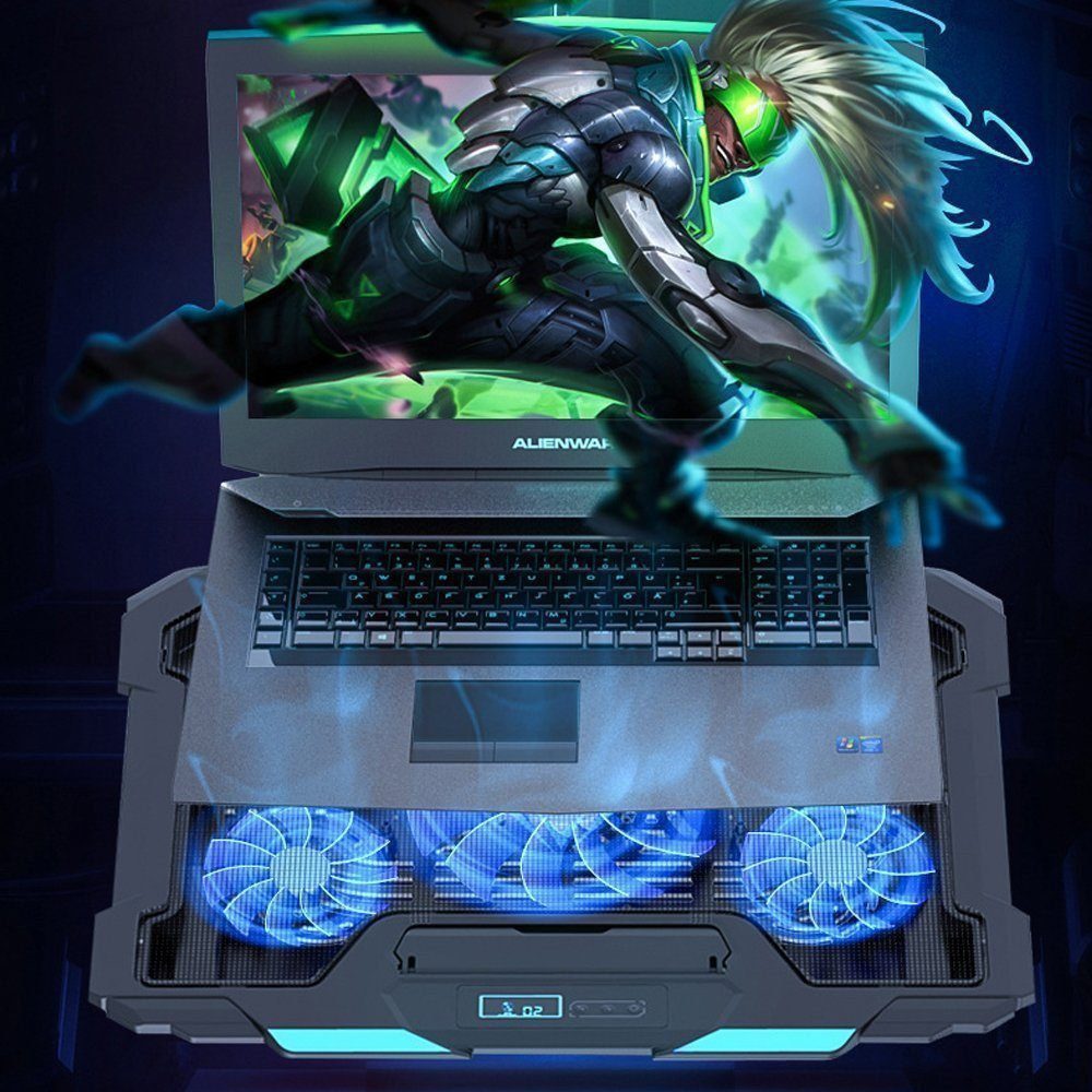 Toomoke Notebook-Kühler Notebook-Kühler, Laptop Kühler Gaming-Notebook Cooling Pad, Kühlmatte für 12-18 Zoll Notebook, Laptop (5 Ventilatoren)