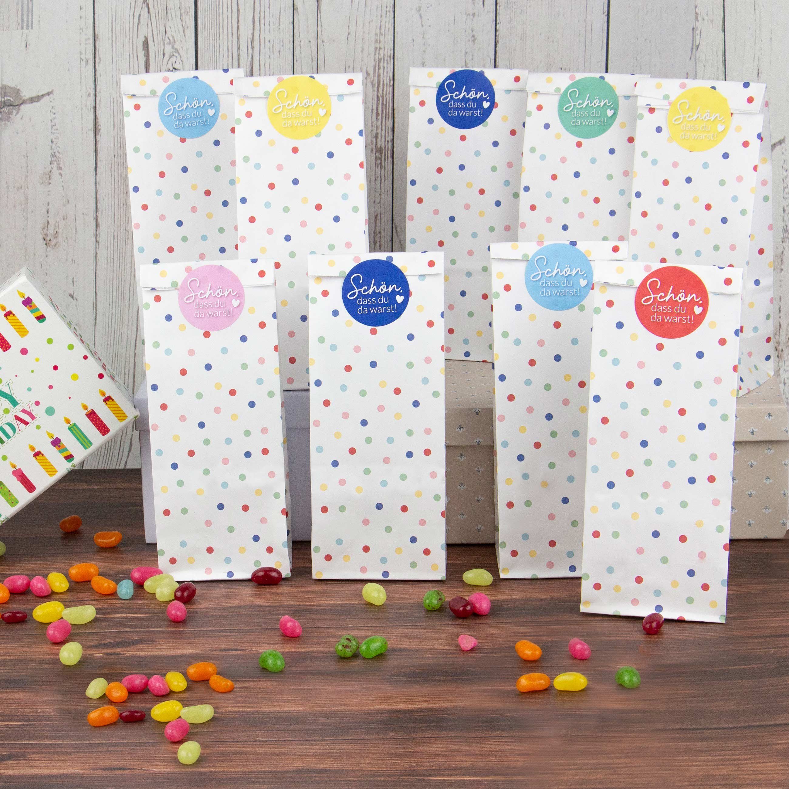 PAPIERDRACHEN Geschenkpapier Partytüten Set - 24 Geschenktüten mit Stickern zum Geburtstag