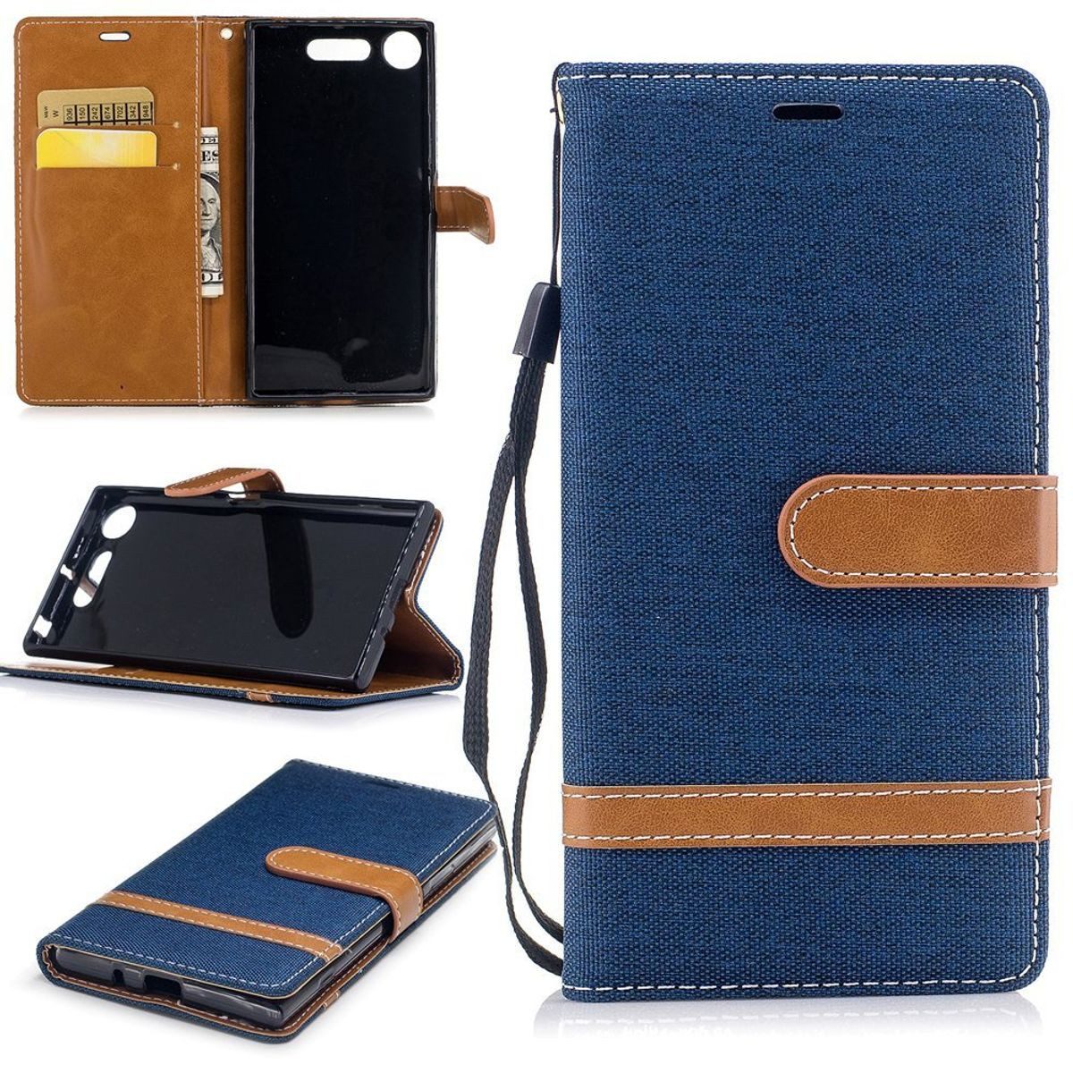 König Design Handyhülle Sony Xperia XZ1, Sony Xperia XZ1 Handyhülle Bookcover Blau
