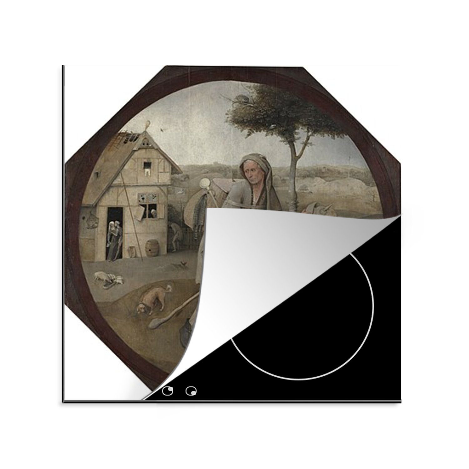 küche von Ceranfeldabdeckung, Gemälde Arbeitsplatte tlg), Der - Herdblende-/Abdeckplatte Hieronymus MuchoWow (1 Bosch, für Vinyl, Hausierer cm, 78x78