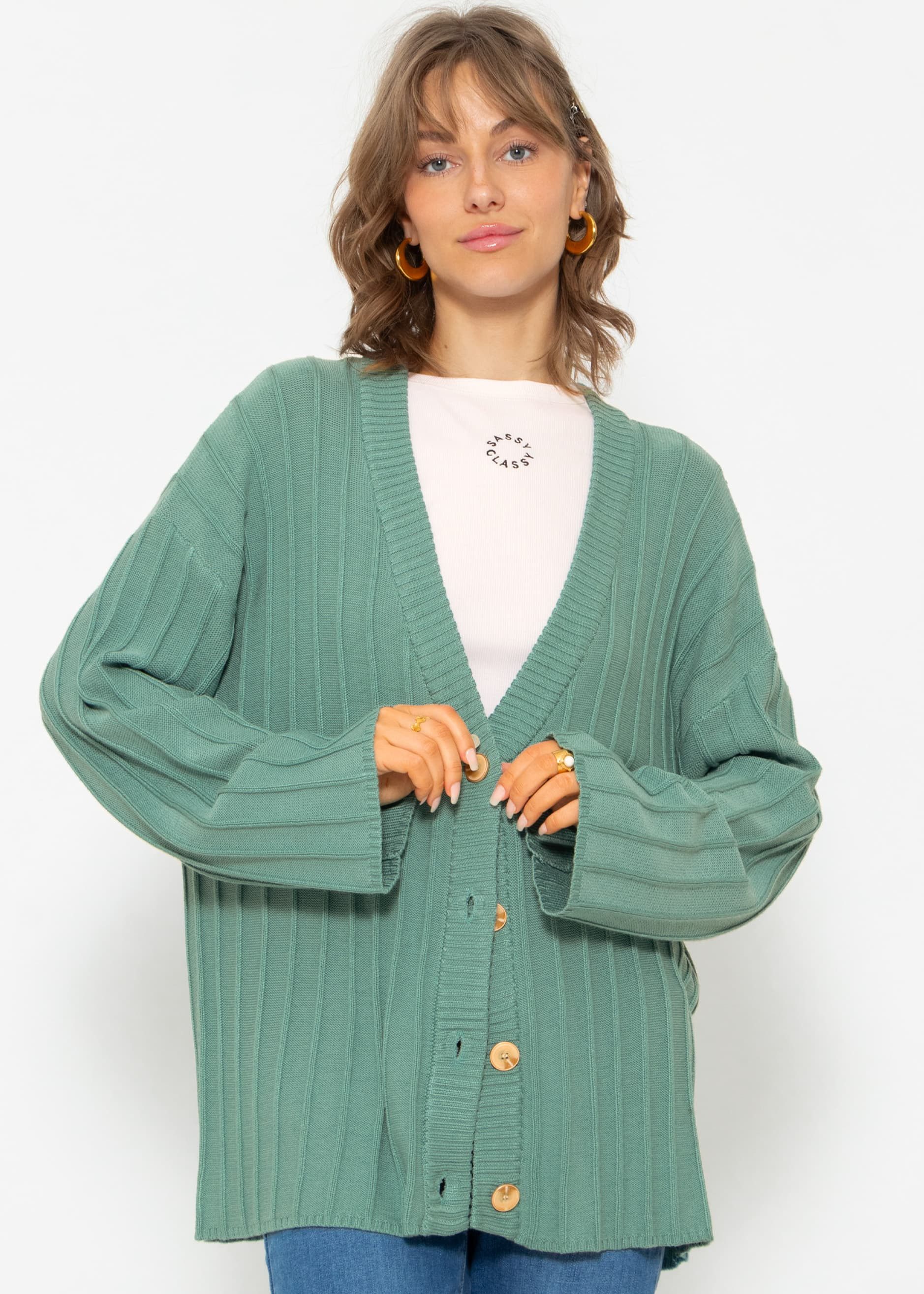 SASSYCLASSY Cardigan Lässiger fließender Cardigan mit günstig online kaufen