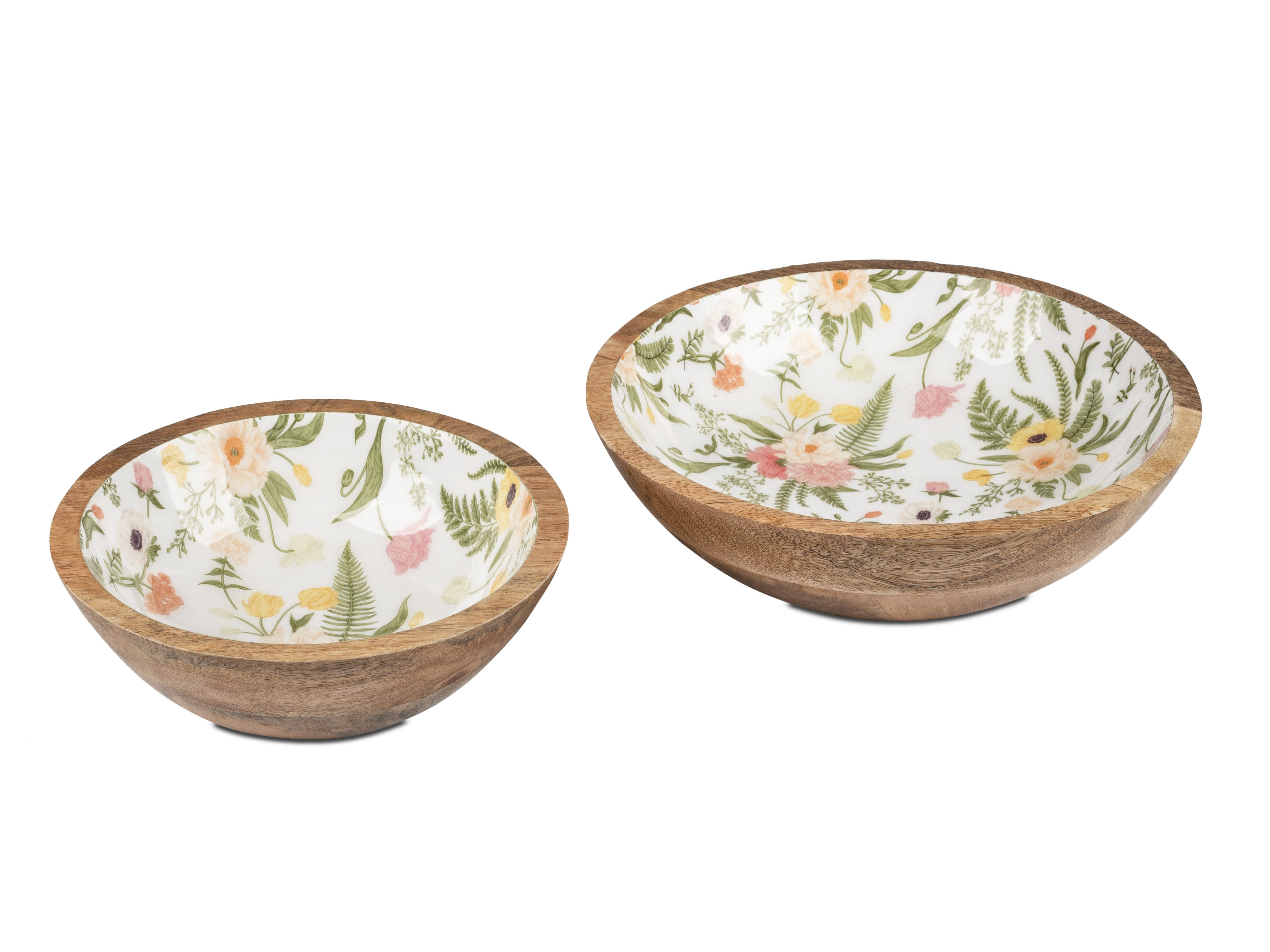 formano Dekoschale Schale aus Holz mit Blütendesign im Inlett