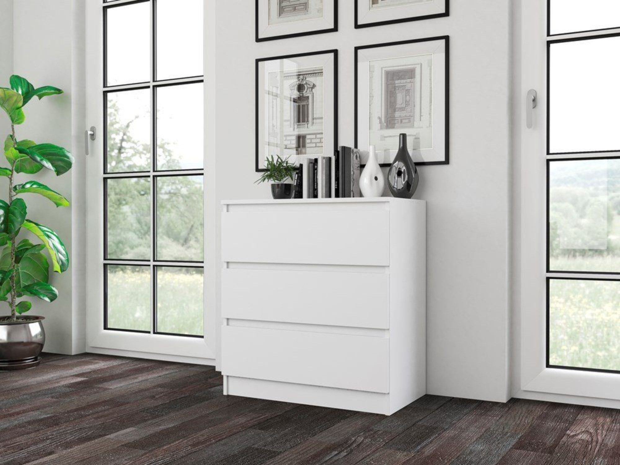 Home Collective Kommode Highboard Sideboard für Flur Schlafzimmer Wohnzimmer (Perfekt für Wohnzimmer, Schlafzimmer oder Esszimmer), mit 3 Schubladen, Breite 70  – Bild 5 von 5