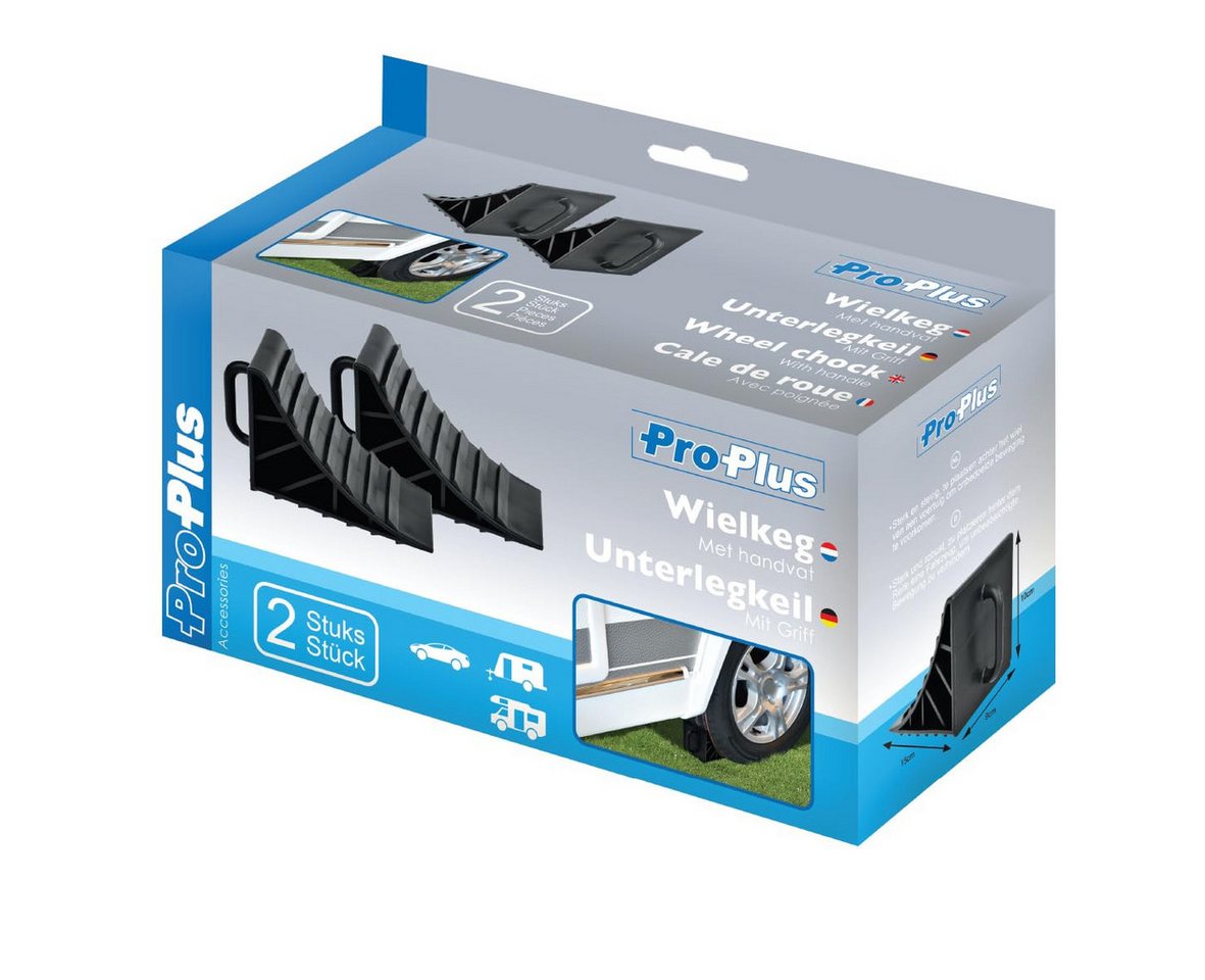 ProPlus Sicherheitskeil Unterlegkeile mit Griff für Wohnwagen und Anhänger, 2 Stück, Für PKW und Hänger geeignet