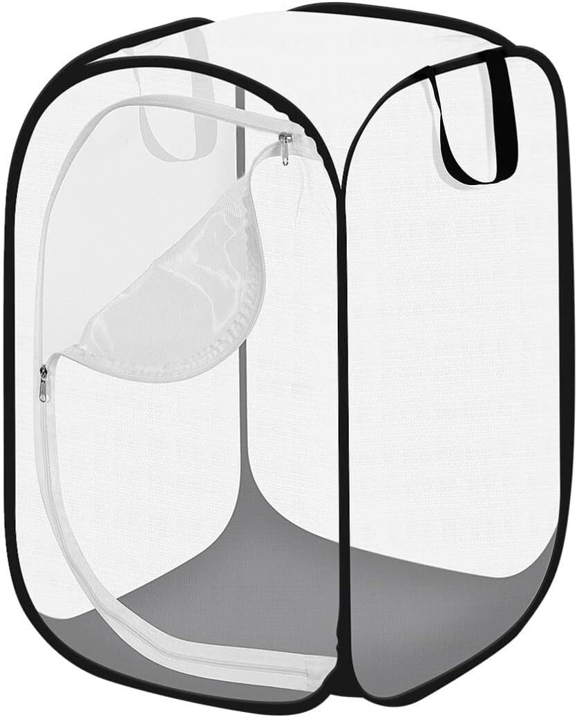 FELIXLEO Vogelkäfig Insektenhaus Schmetterlingsnetz Groß Tragbar Käfig 61cm Schwarz