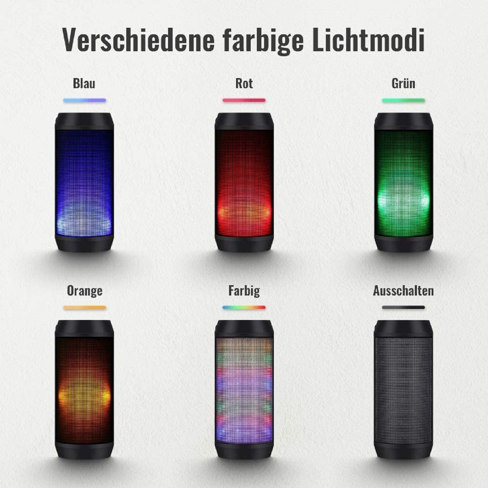 COOL-i ® Bluetooth-Lautsprecher (fünf Lichtmodi, for Mobile Phone and PC  Micro SD and USB (1800mAh) | Telefone