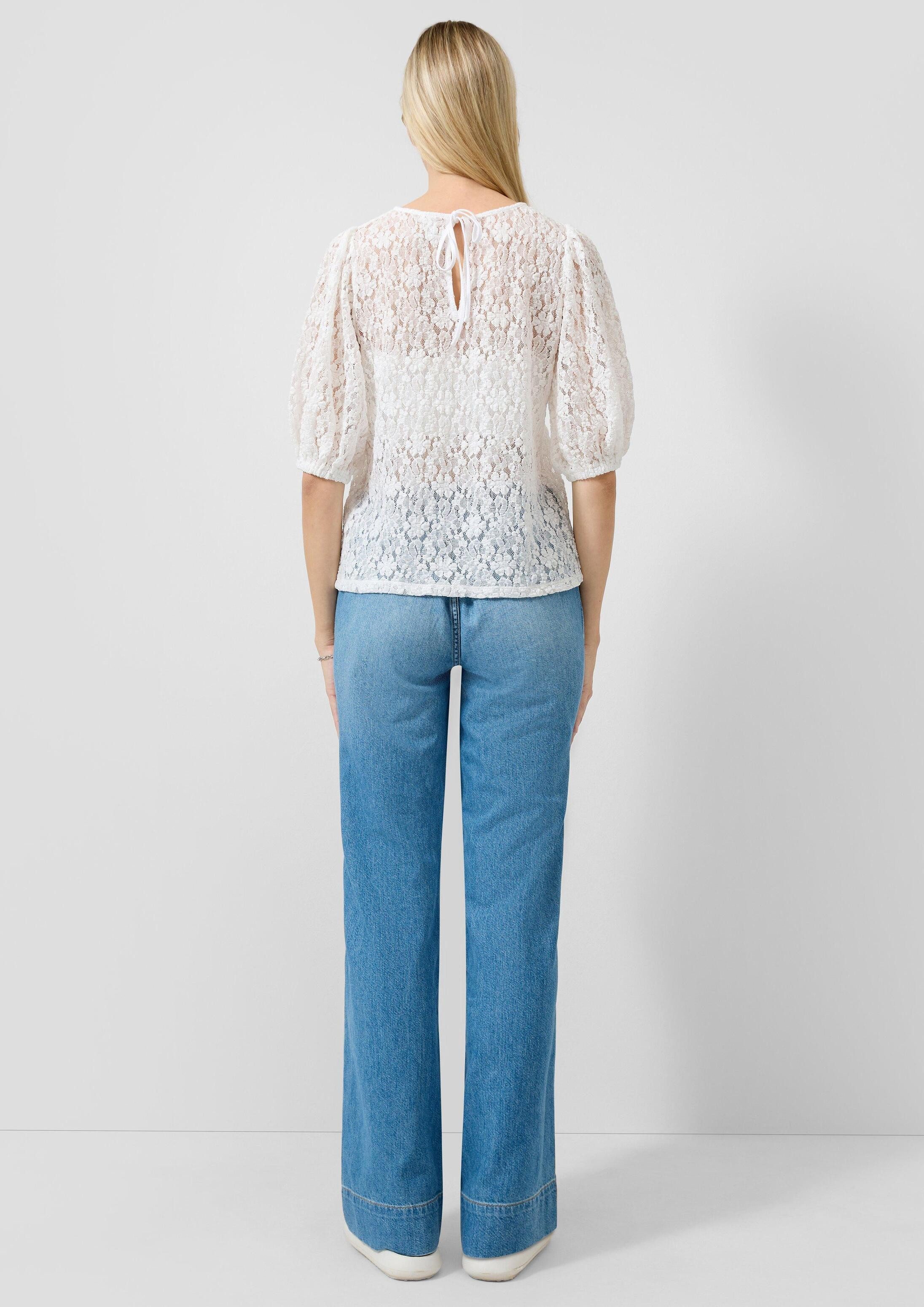 QS Kurzarmbluse Bluse Bluse aus elastischer Spitze