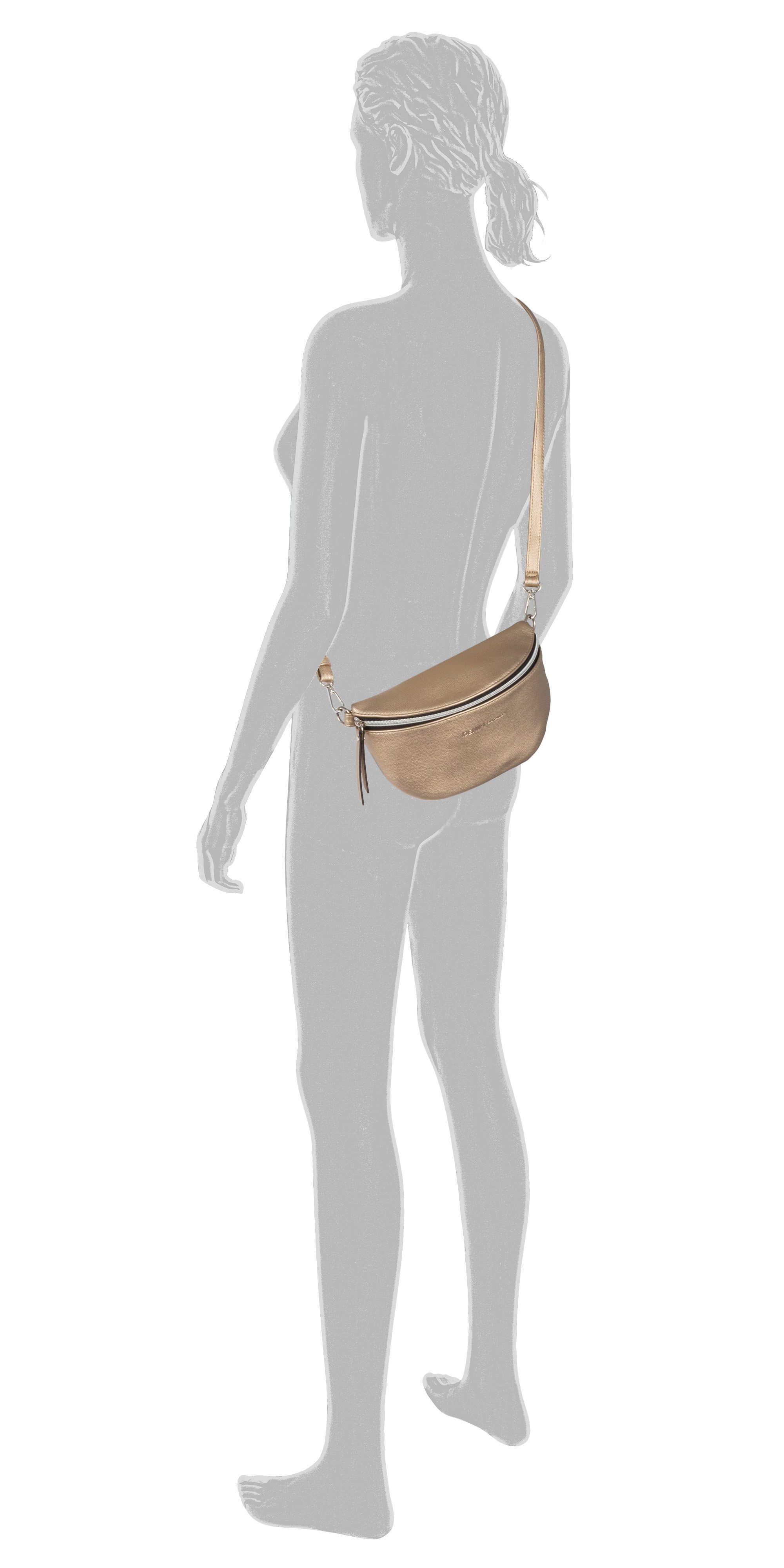 TOM TAILOR Denim Bauchtasche Rosie, vielseitig tragbar, leicht genarbt mit silbernen Nylonreißverschlüssen