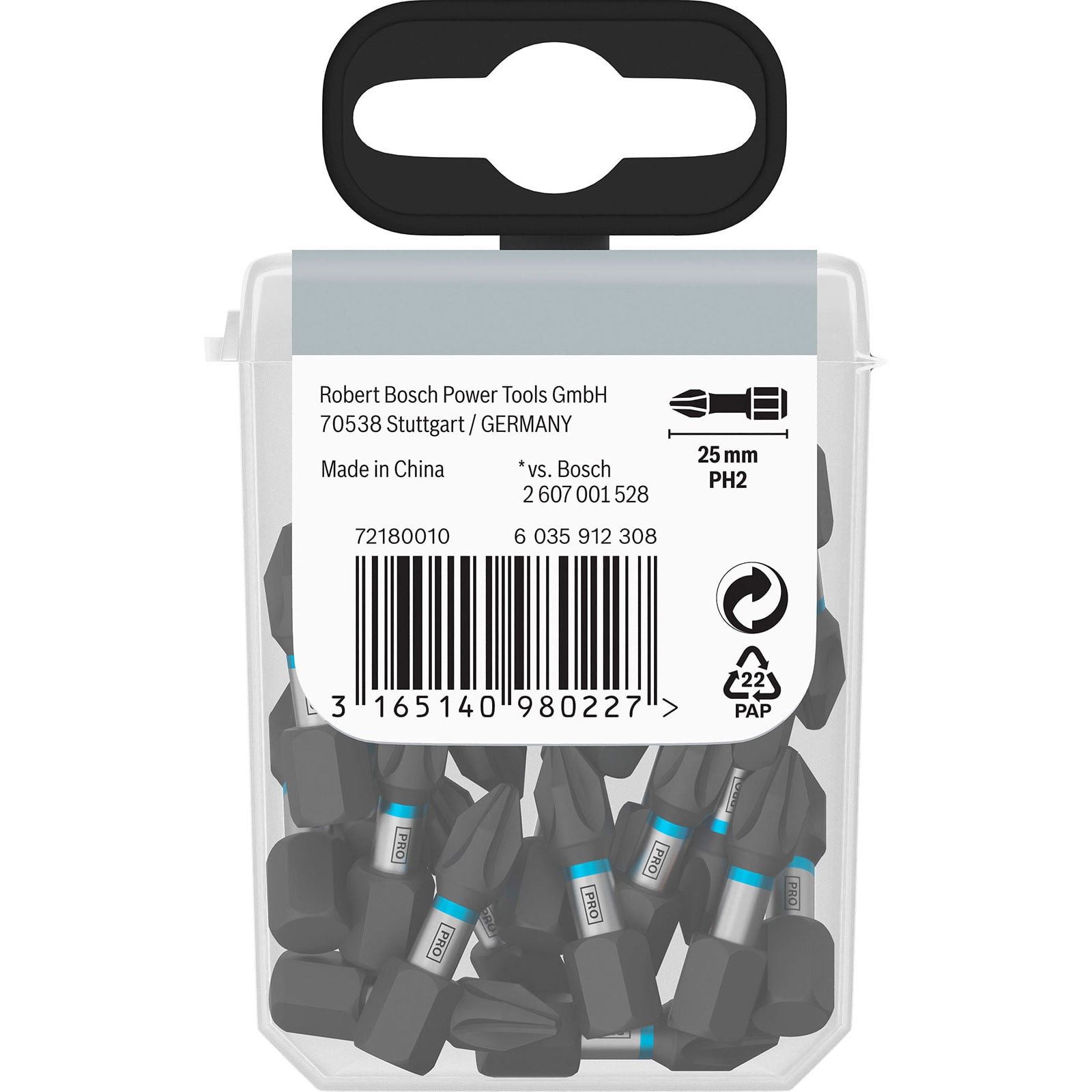 BOSCH Bit-Set Bosch PRO Phillips Schlagbohrer PH2 25 mm Display 10 x 25 Stk. - 26070