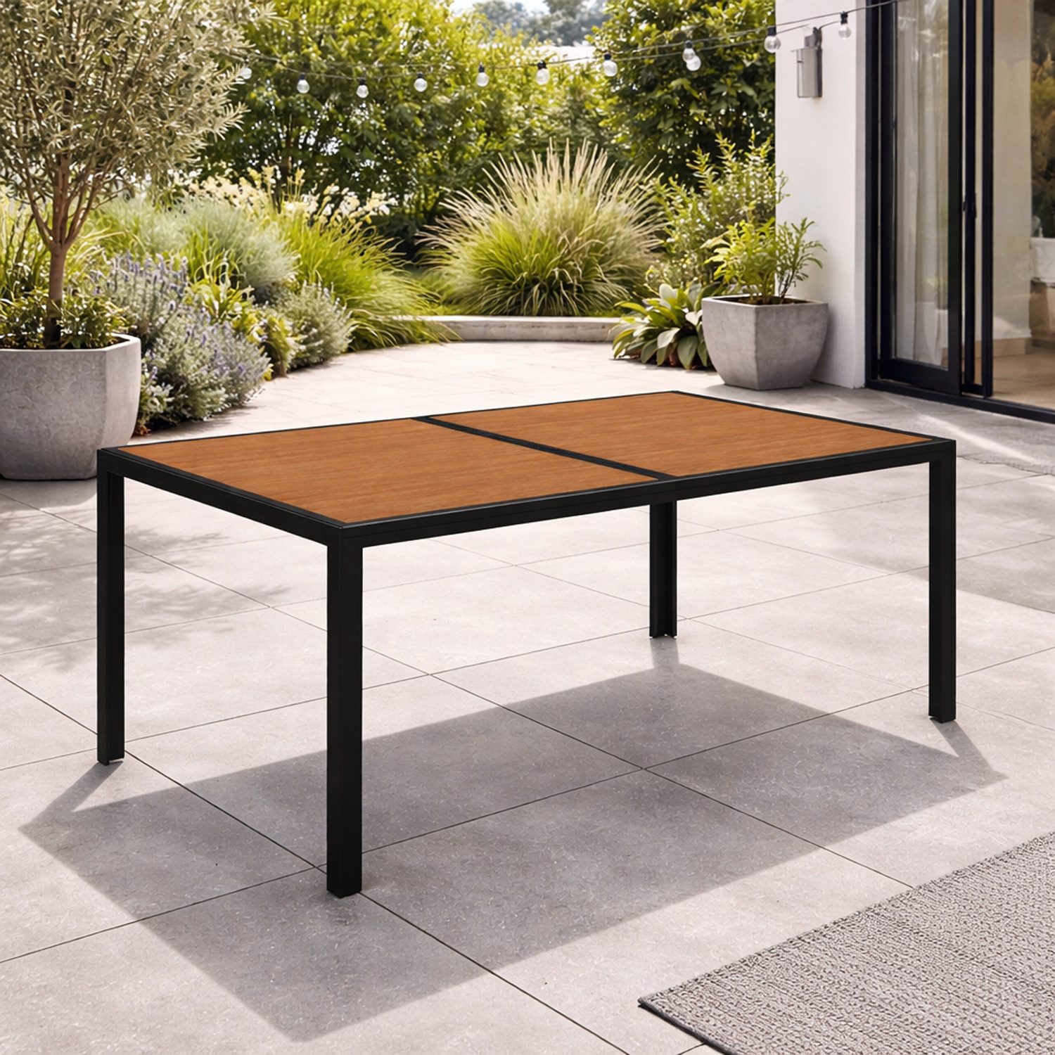 Mojawo Küchentisch Gartentisch Esstisch Outdoor Tisch Holzoptik Gartenmöbel 150x80 cm