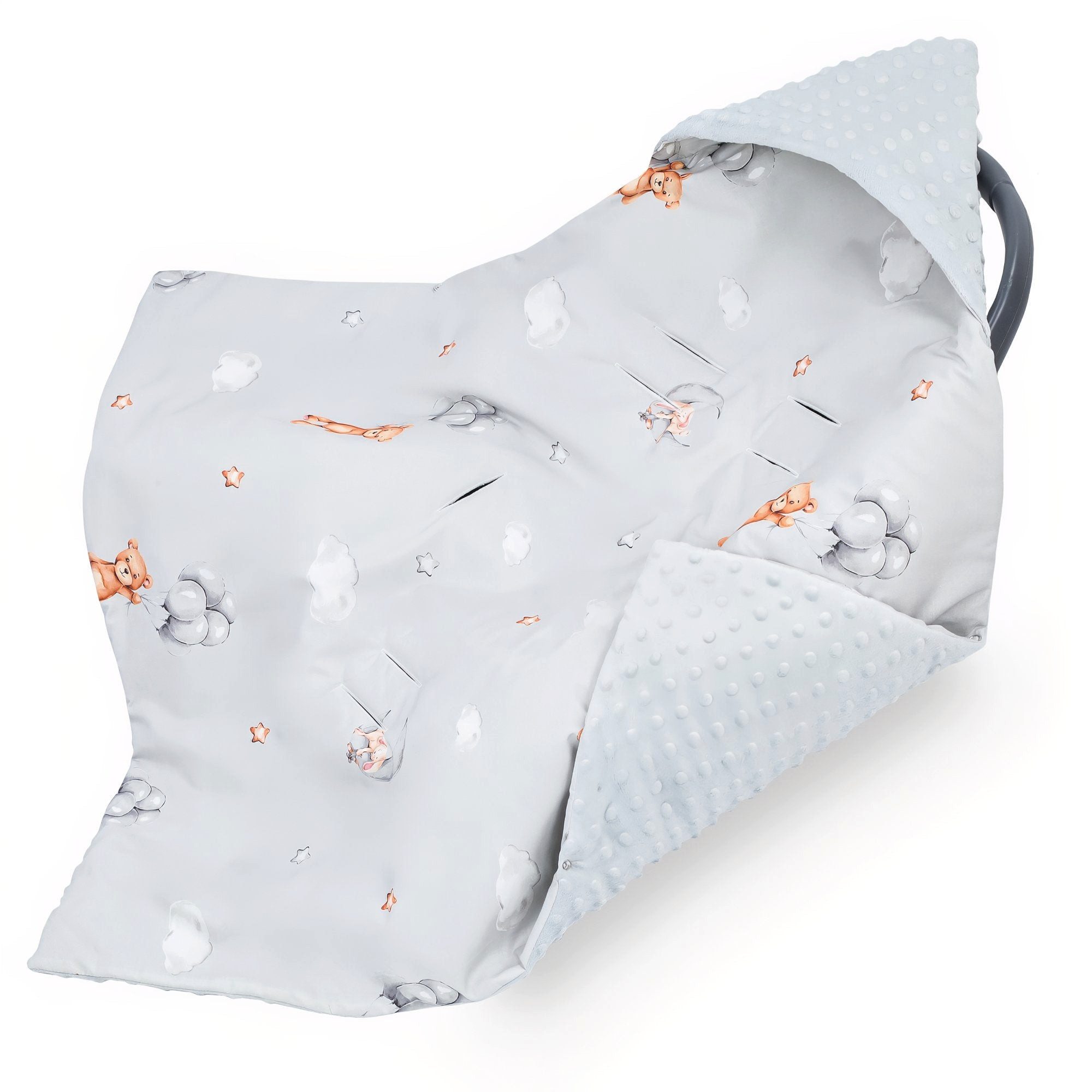 Einschlagdecke Sommer-Einschlagdecke 90x90 cm für Babyschale, Minky - Teddybären