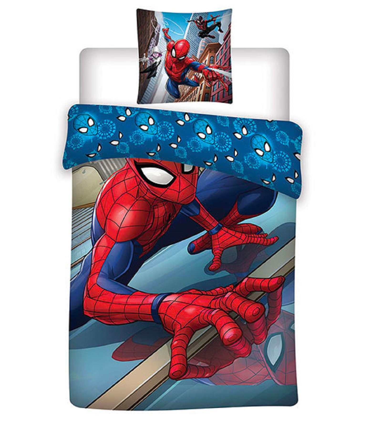 AY!Max Kinderbettwäsche Spiderman Bettwäsche Set 80 x 80 cm + 135 x 200 cm 100% Baumwolle