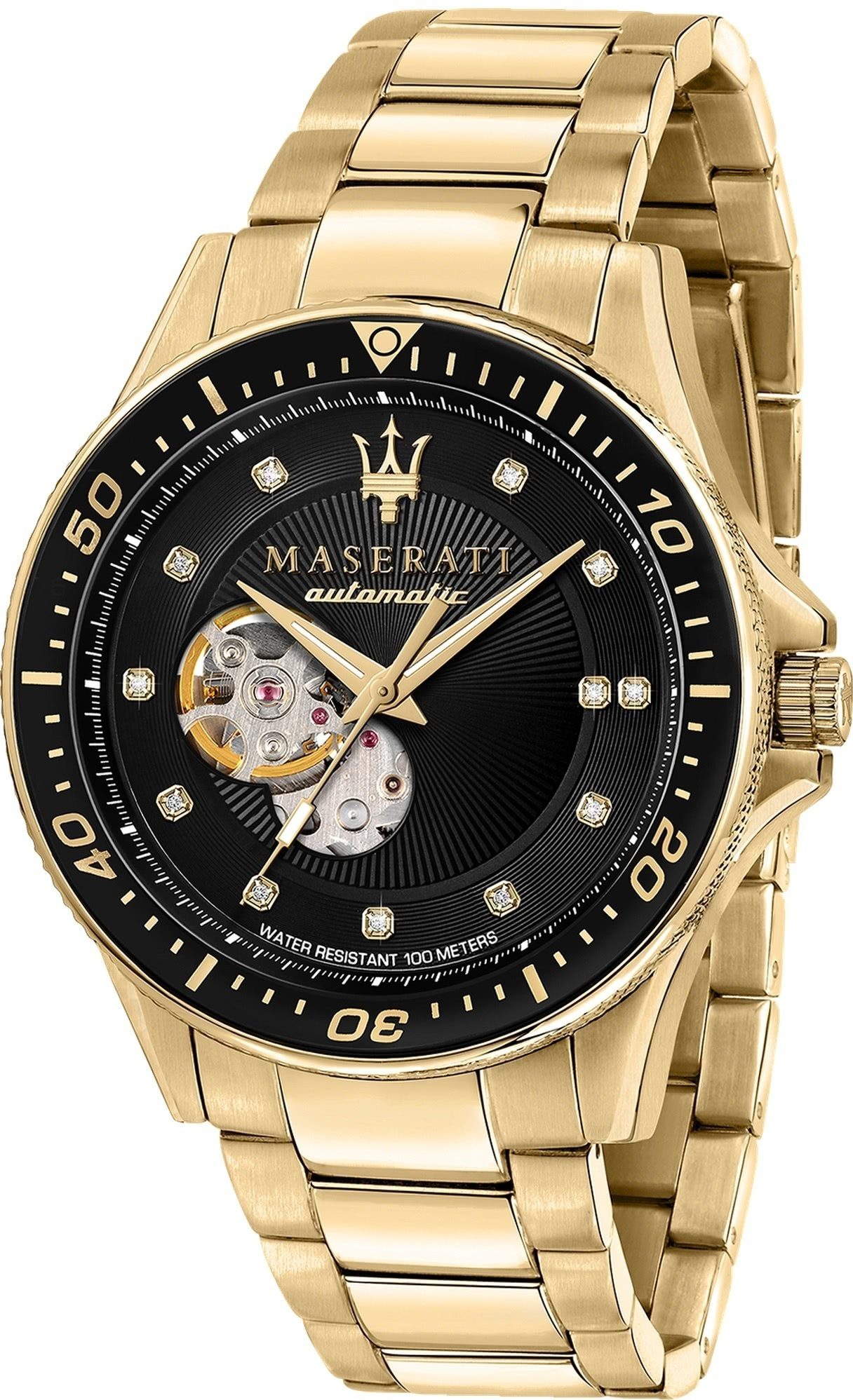 MASERATI Quarzuhr Maserati Herrenuhr SFIDA Edelstahl, (Analoguhr), Herrenuhr rund, groß (ca. 44mm) Edelstahlarmband, Made-In Italy