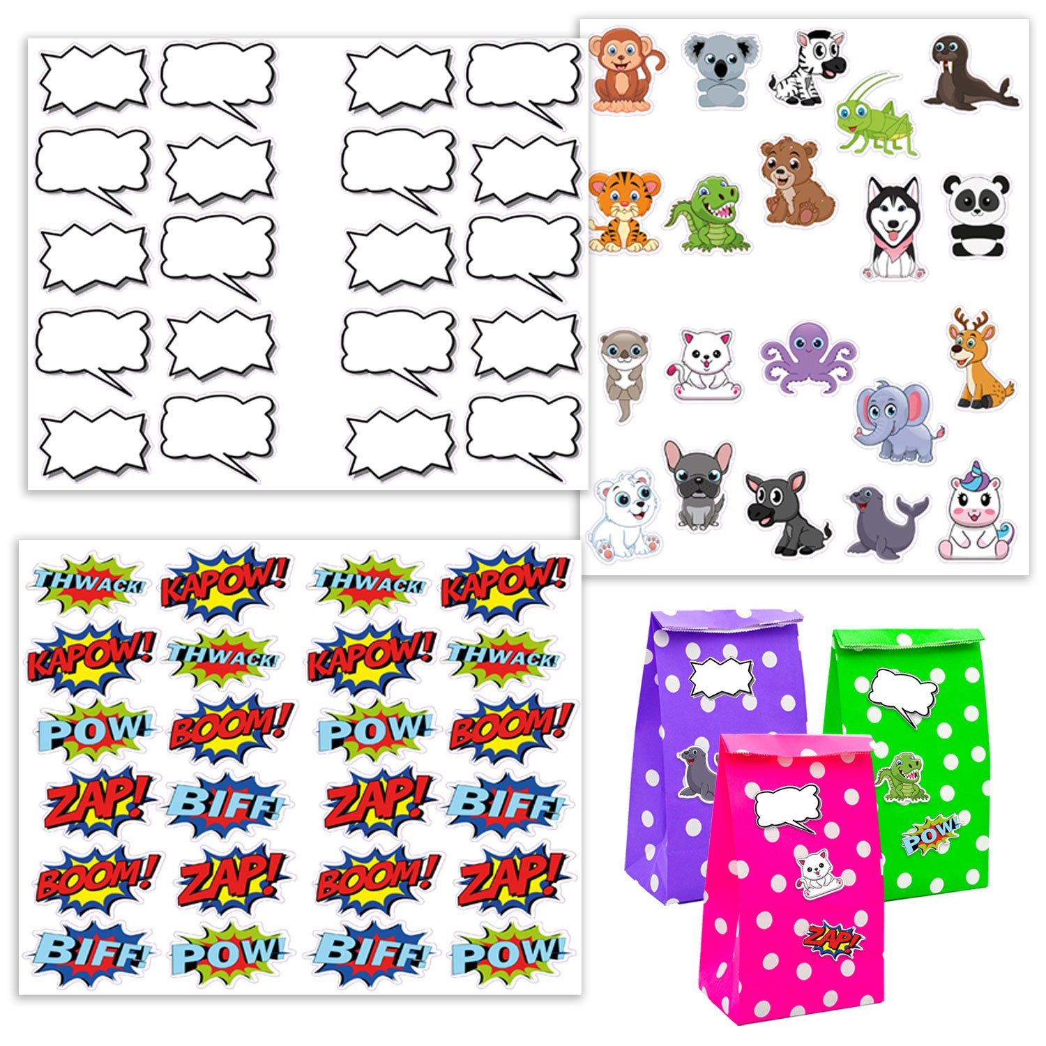 DuneDesign Календари zum Selbstbasteln 64 Sticker für Geburtstagstüten Kinder Aufkleber, Geschenktüten Kindergeburtstag