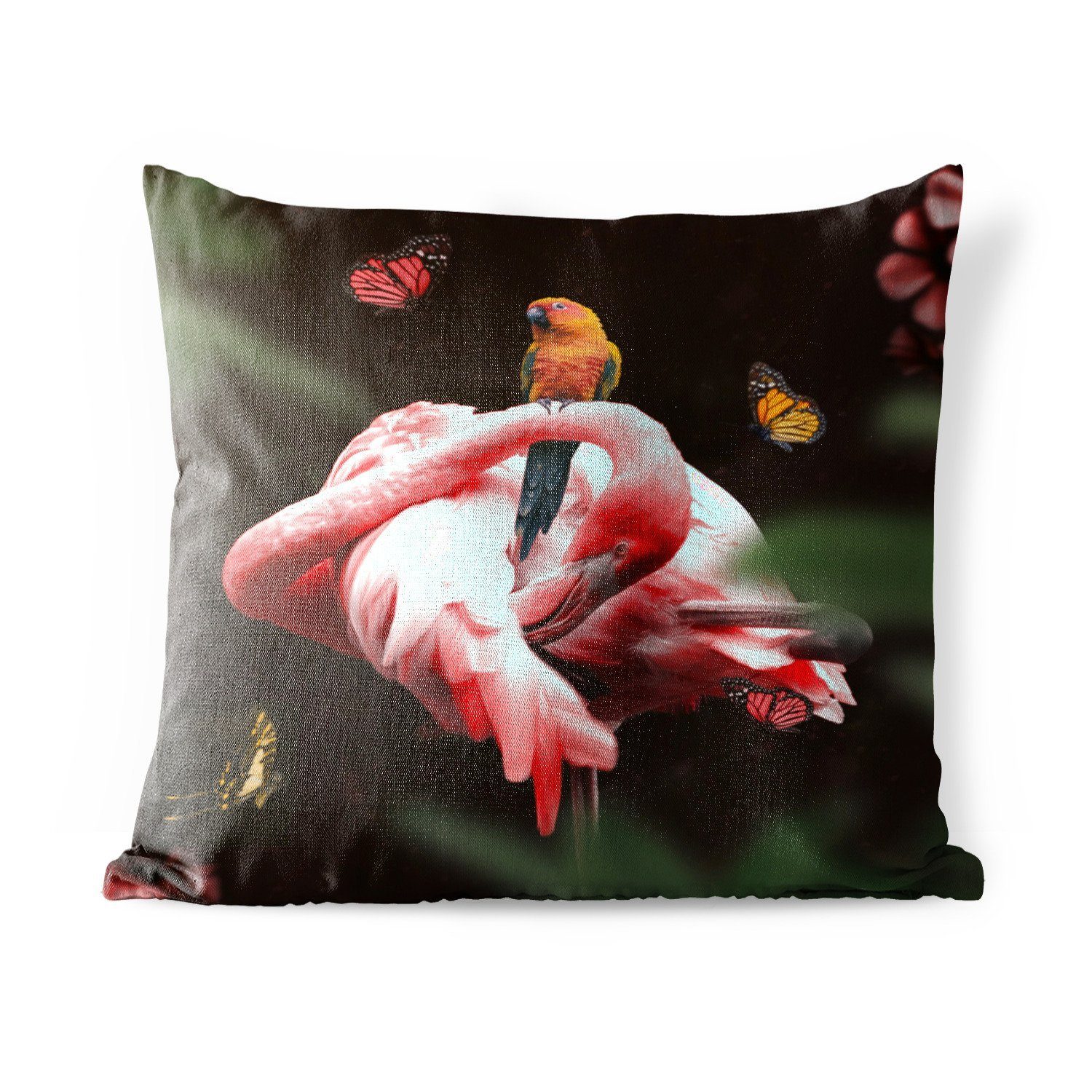 MuchoWow Dekokissen Flamingo - Tiere - Natur, Kissenbezüge, Kissenhülle, Dekokissen, Dekokissenbezug, Outdoor