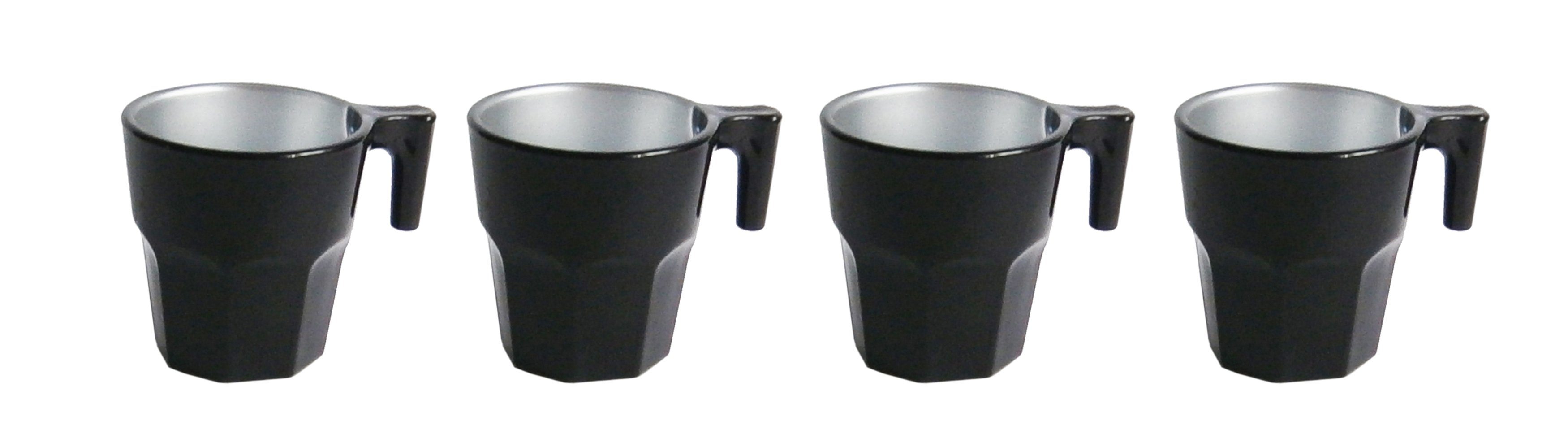 Tasse 4x KAFFEETASSE Glas Kaffeebecher Henkel Casablanca Tasse Becher Metallic (Schwarz-Metallic), Tee 50 mit
