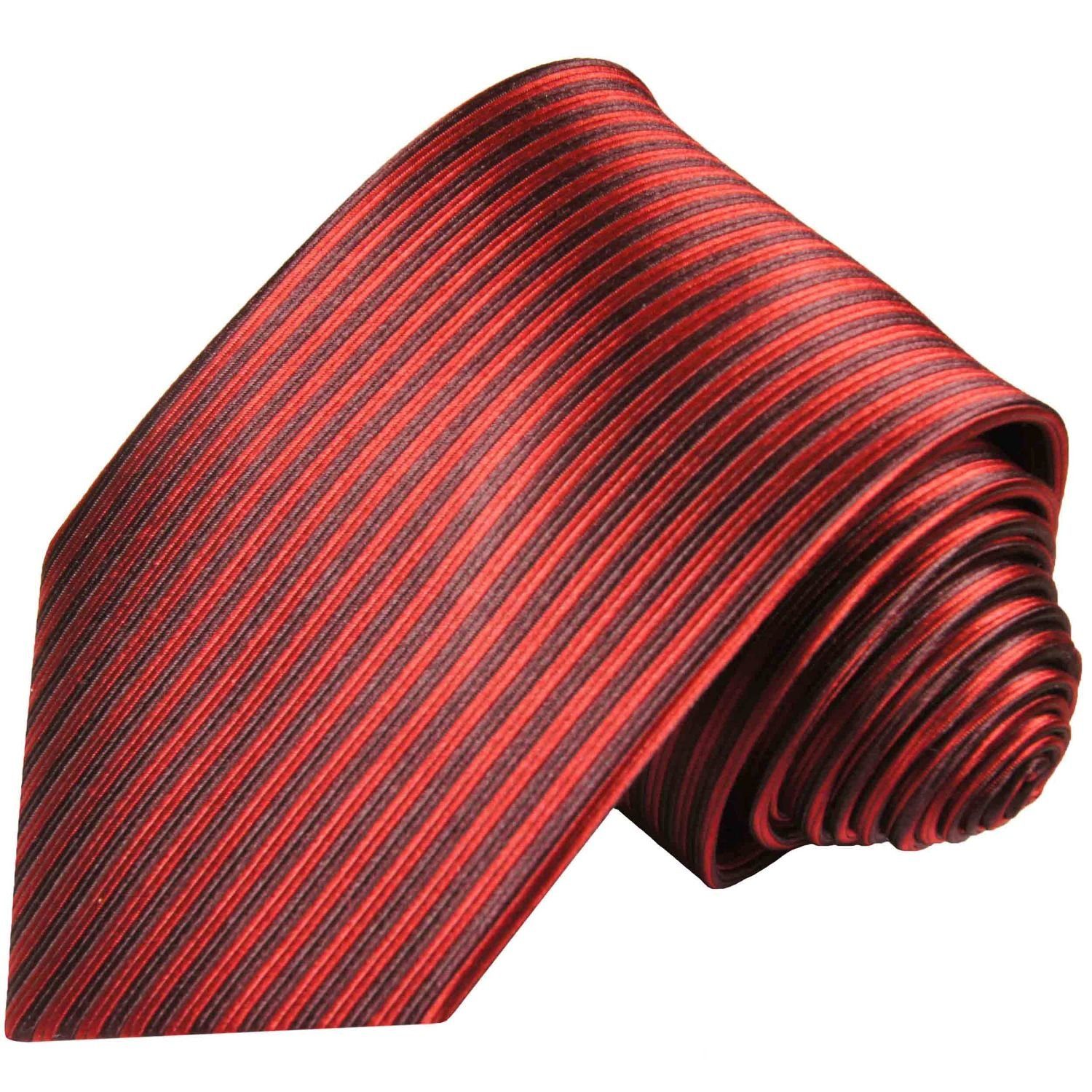 Paul Seidenkrawatte 632 Malone Breit modern Designer gestreift Krawatte rot 100% Herren schwarz (8cm), Schlips Seide