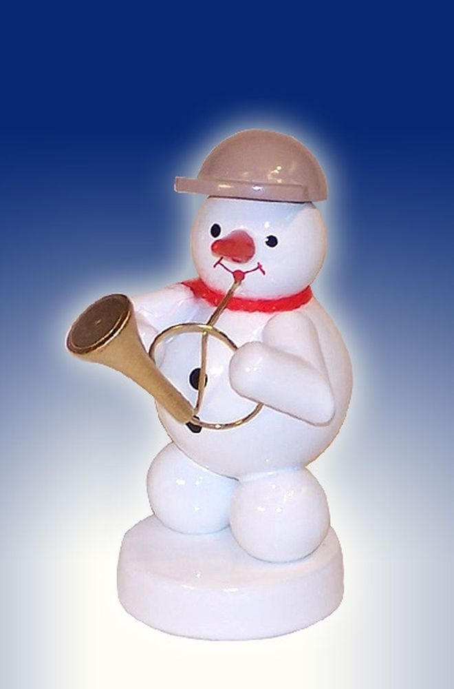 Sammelfigur Weihnachtsdekoration Schneemann mit Tuba Höhe 8cm NEU