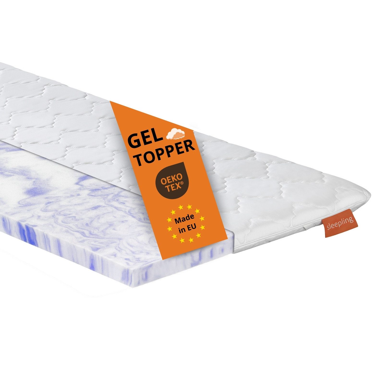 sleepling, Цилиндр aus Gelschaum, orthopädische Матрасыauflage, 6 cm hoch, Gelschaum, Gelschaum, Memory Effekt
