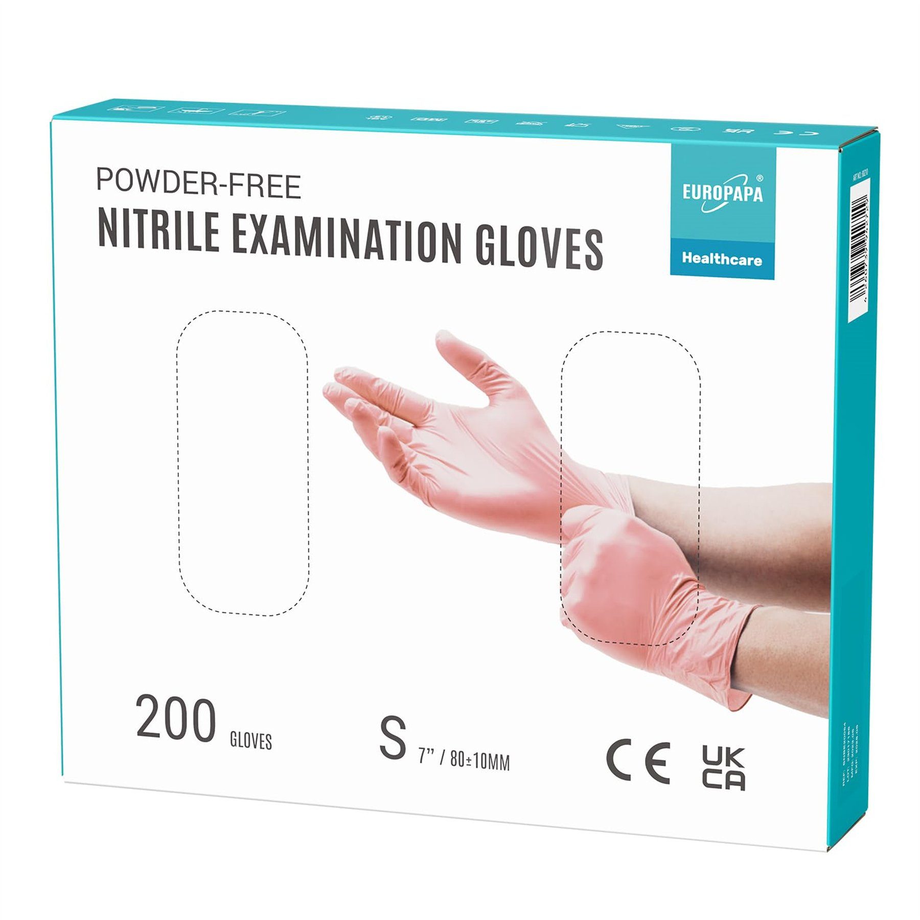 EUROPAPA Nitril-Handschuhe Medical Einmalhandschuhe Untersuchungshandschuhe (200, puderfrei ohne Latex, Gummihandschuhe, EN455 EN374) unsteril latexfrei disposible gloves